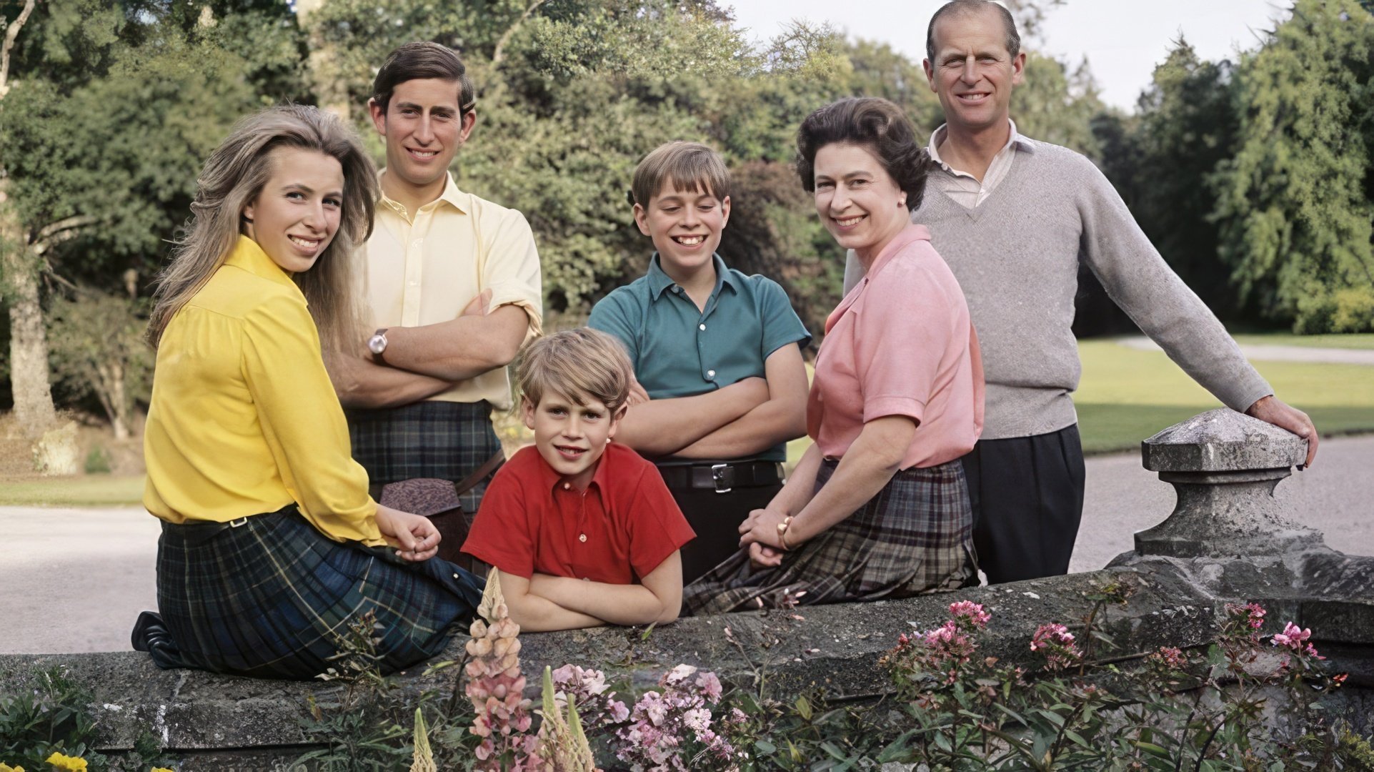 Elizabeth II with her husband Philip and children
