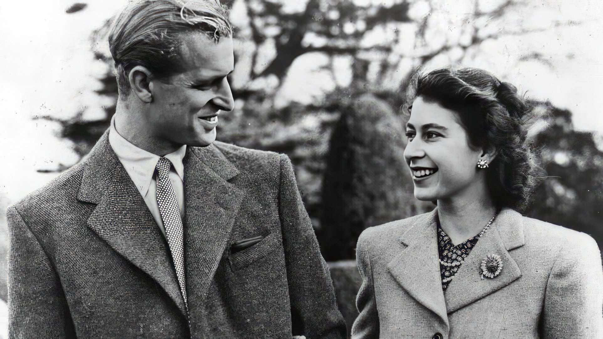 Queen Elizabeth with Her Husband in Her Youth
