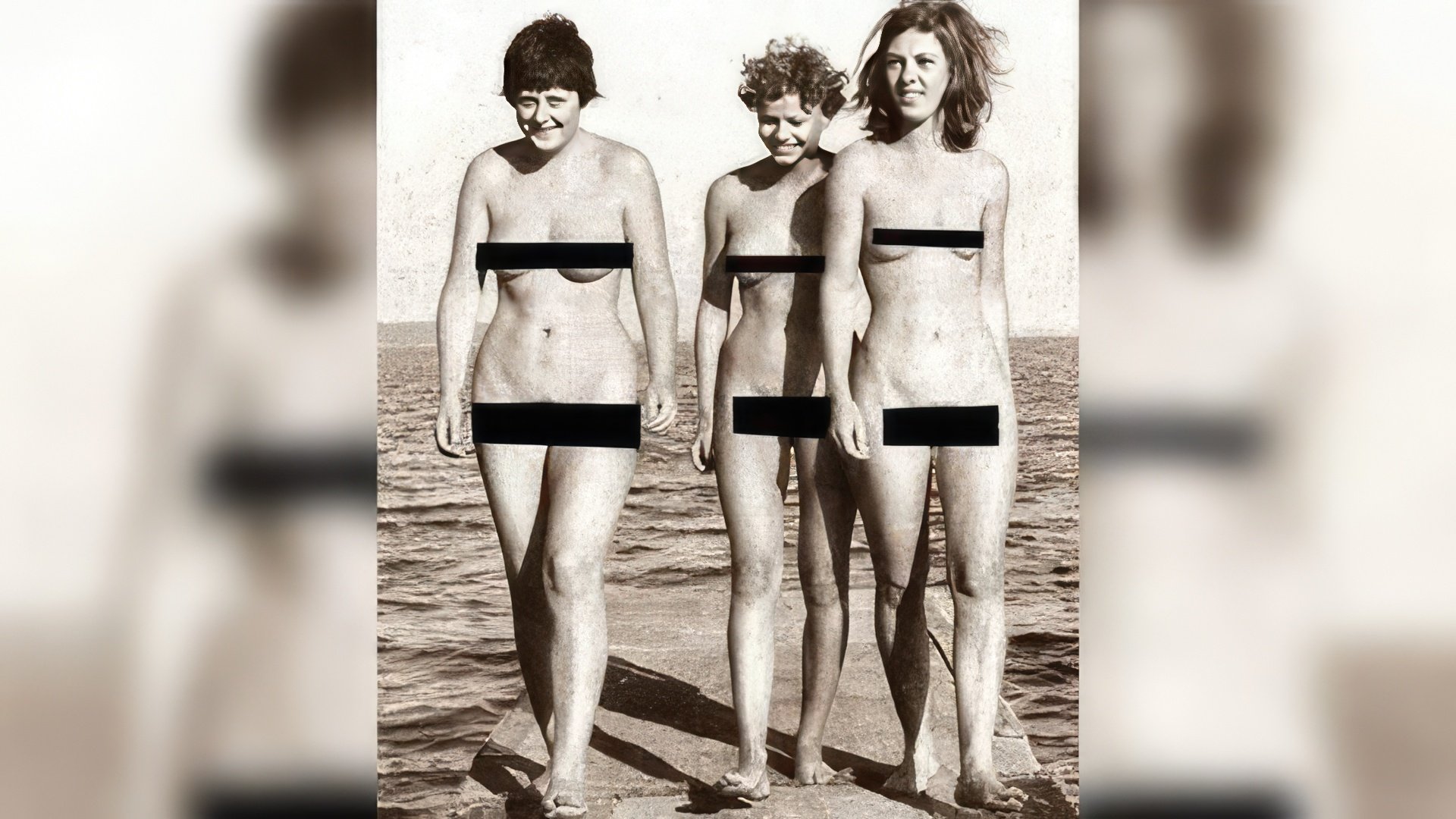 Angela Merkel (left) in her youth with friends on a nudist beach