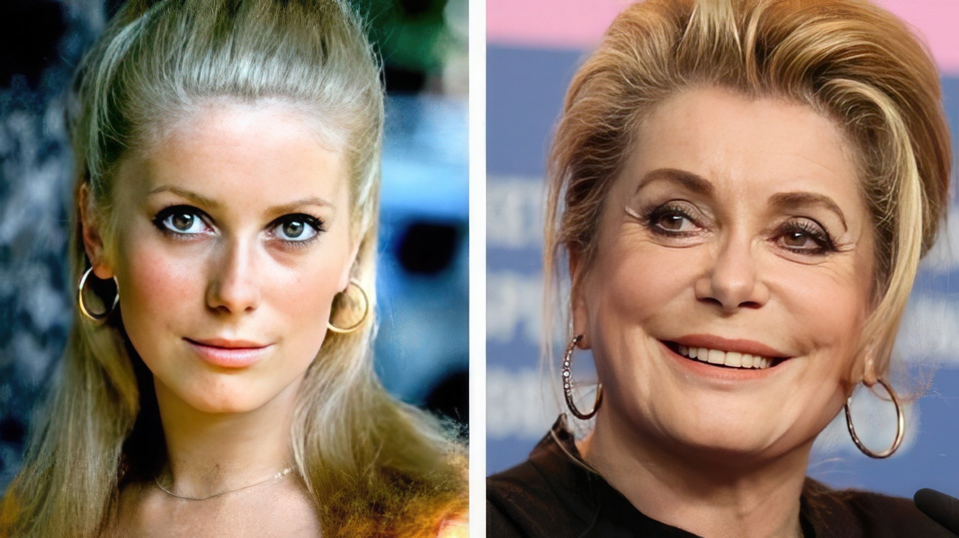 Catherine Deneuve in her youth and now