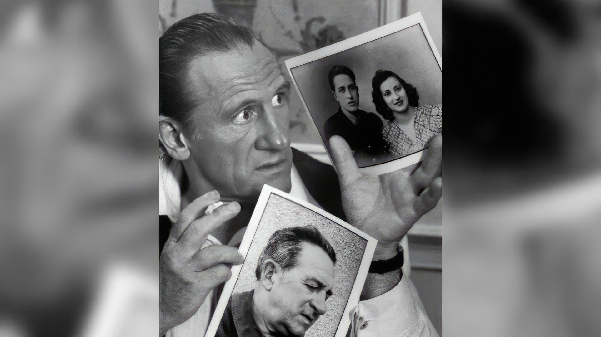 Gérard Depardieu with a photo of his parents