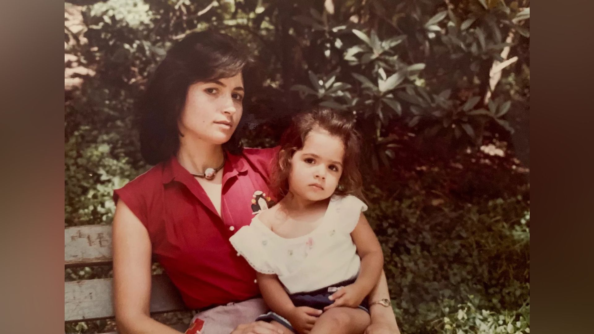 Sarah Shahi as a kid with her mother