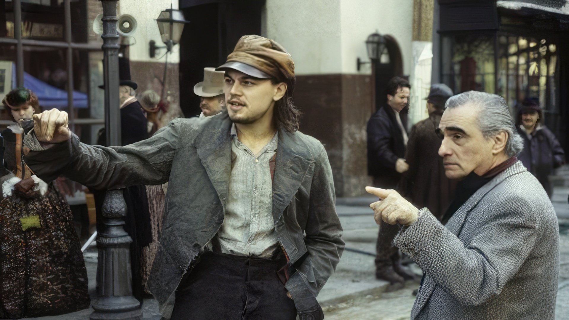 Martin Scorsese and Leonardo DiCaprio on the set of 'Gangs of New York'