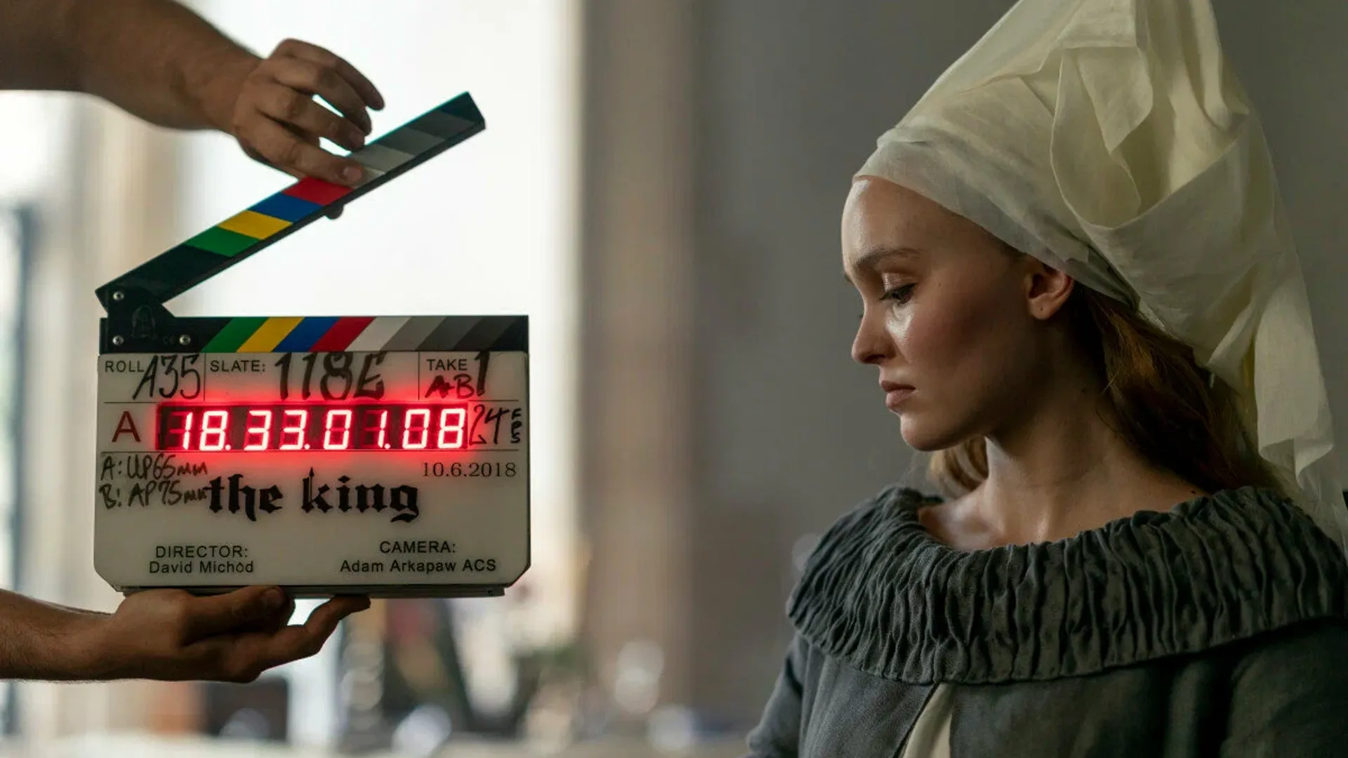Lily-Rose Melody Depp on the set of the movie The King