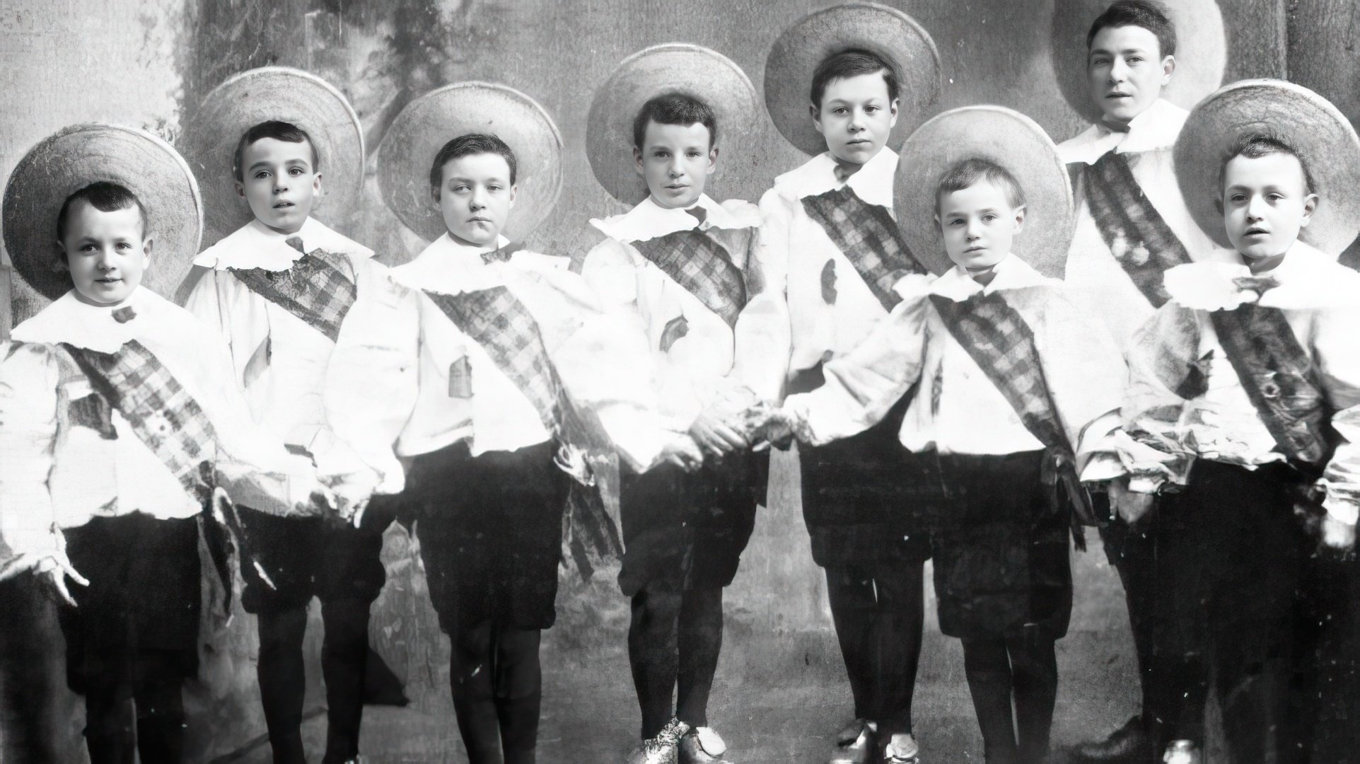 The ensemble 'Eight Lancashire Lads' (Chaplin is second from the left)