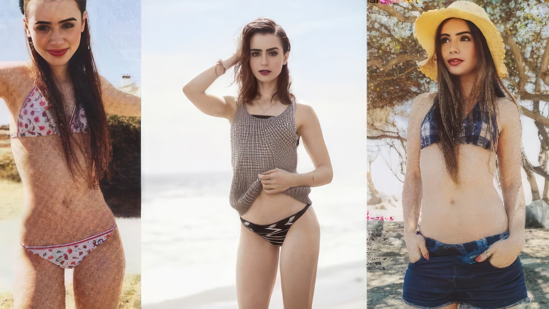 Lily Collins in a swimsuit