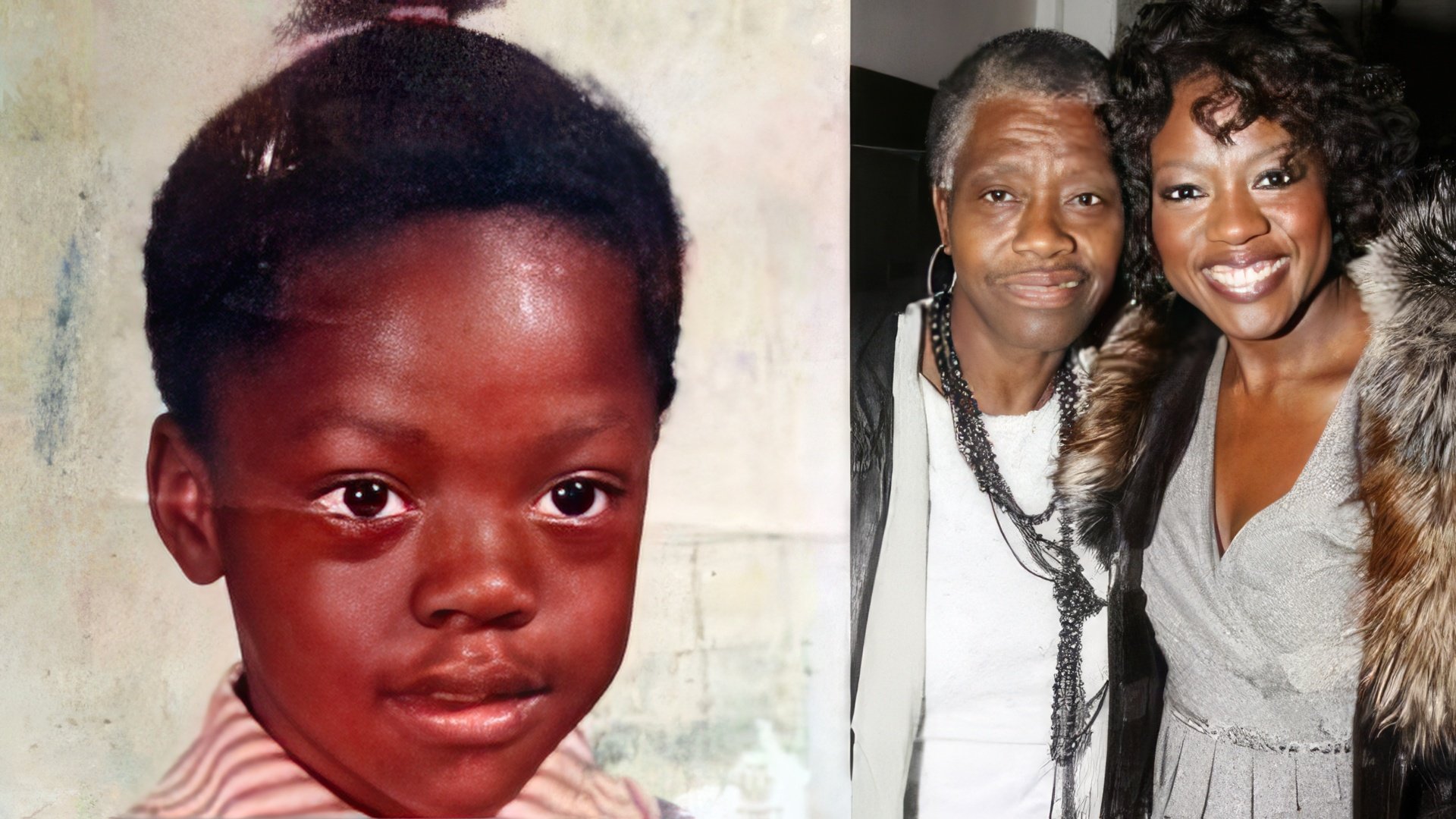 Right: Viola Davis in her childhood; Left: The actress with her mom