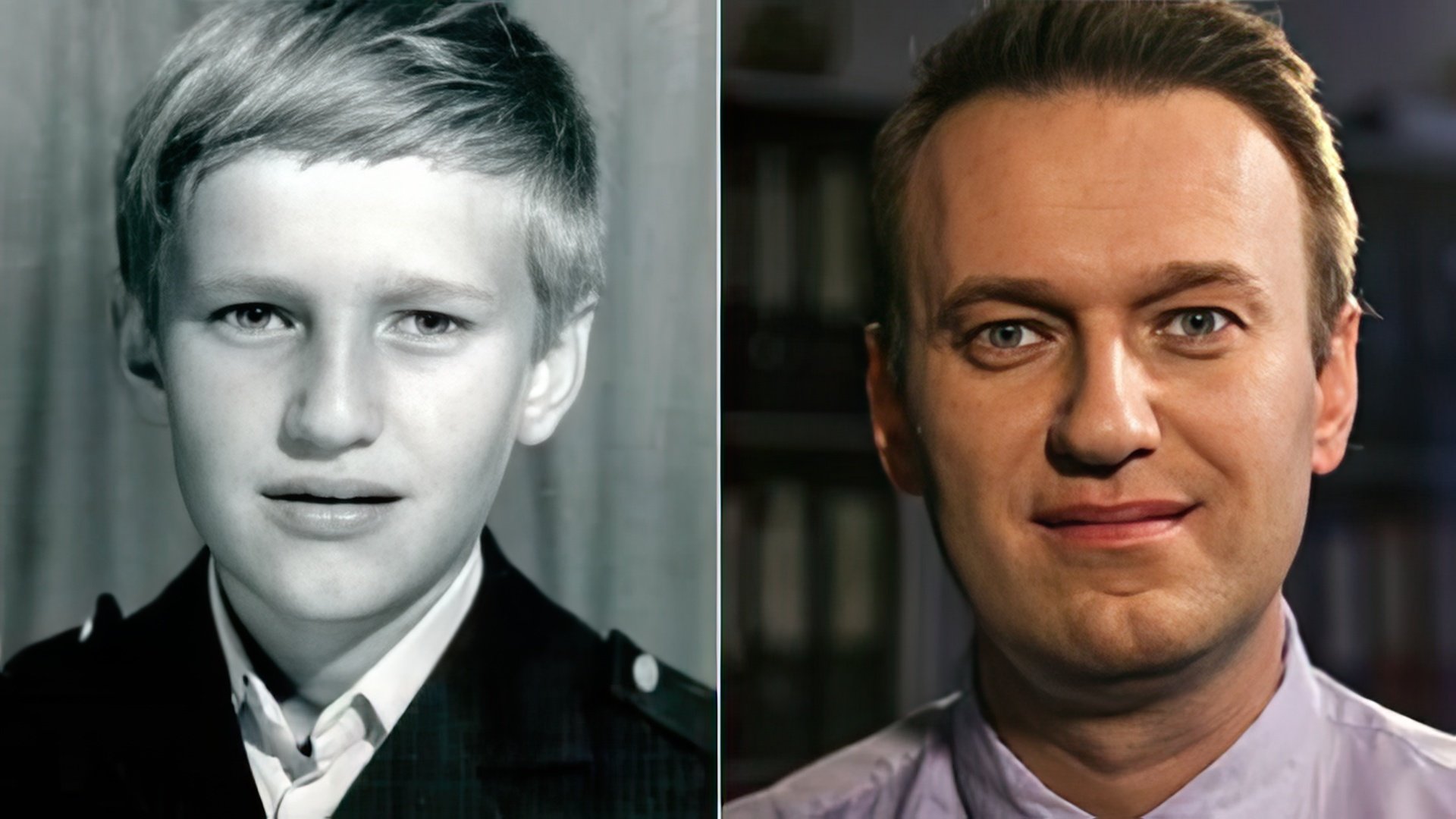 Alexei Navalny in childhood and nowadays