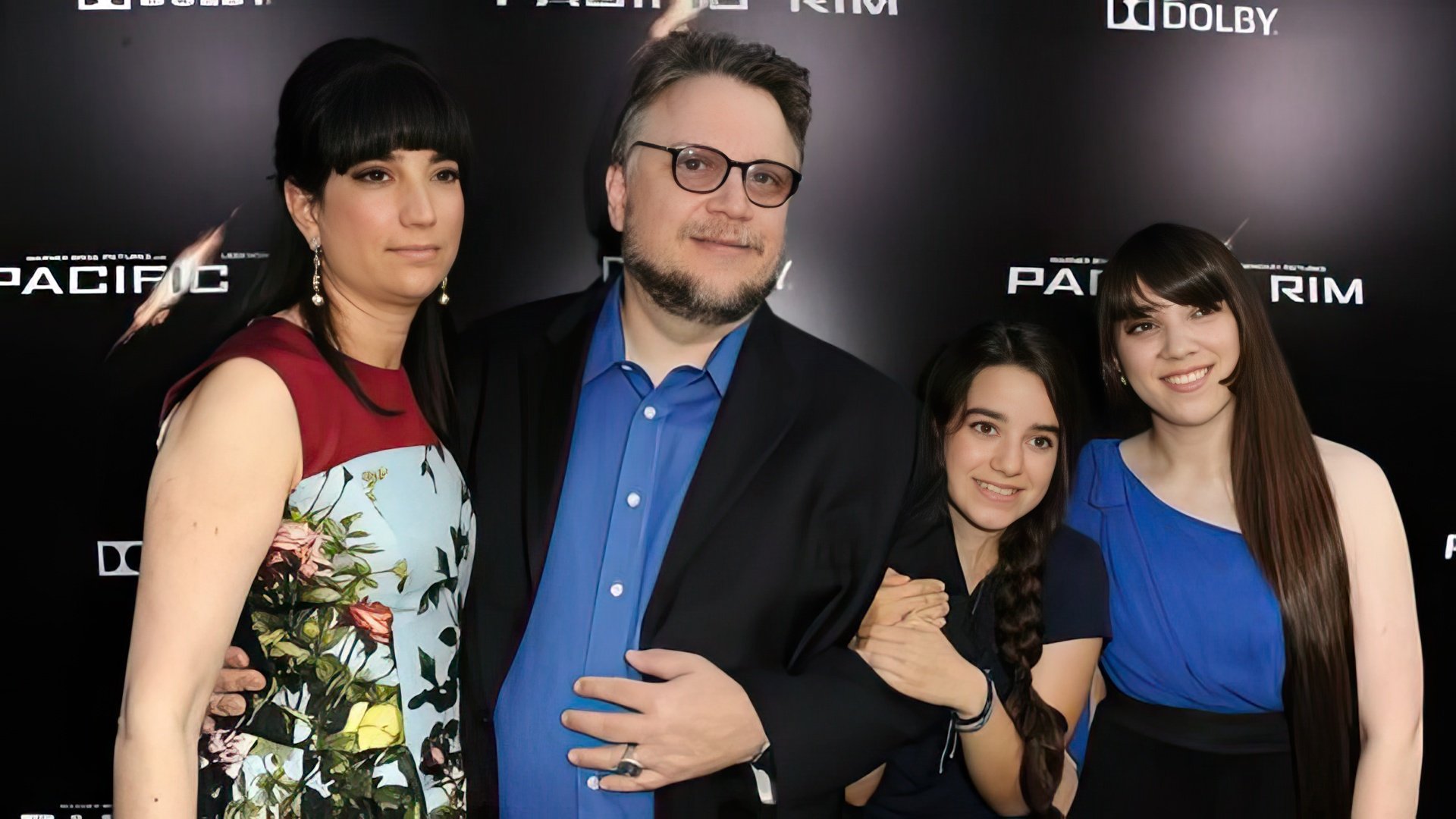 Guillermo del Toro with his first wife and children