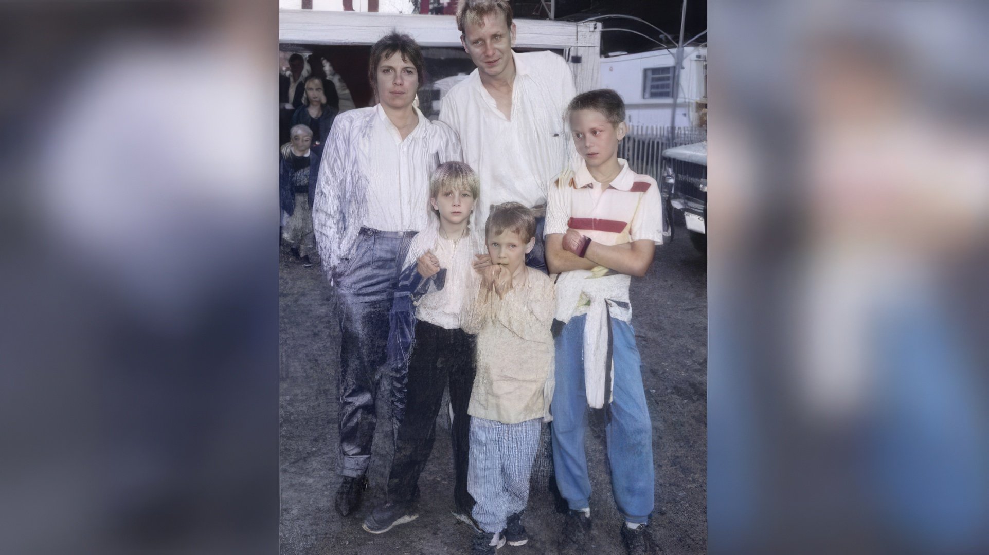 Stellan Skarsgård with his sons and wife