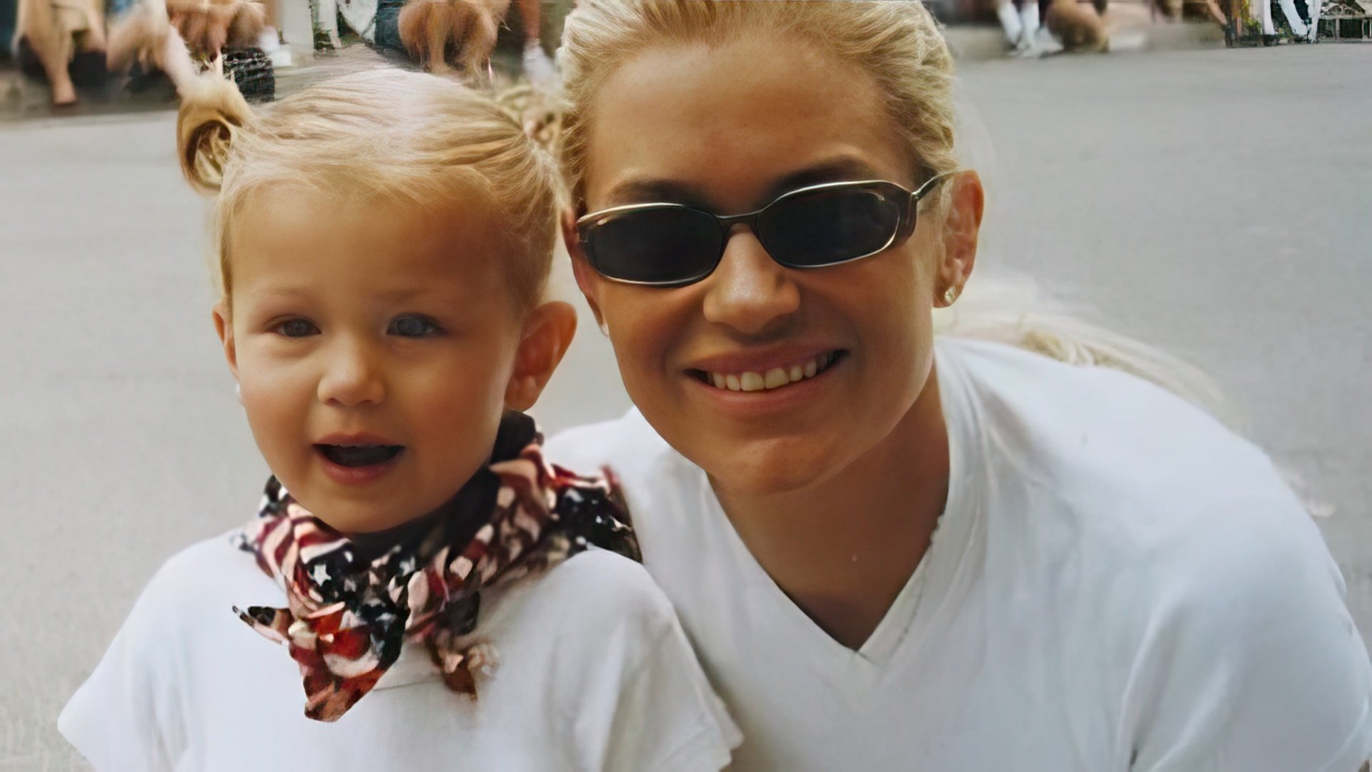 Bella Hadid as a child with her mother