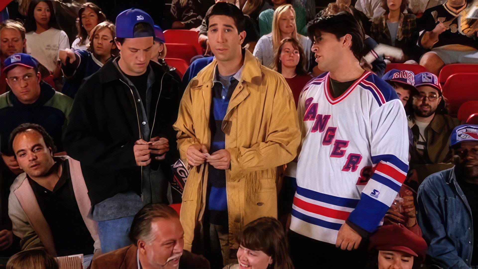 Matt LeBlanc, Matthew Perry, and David Schwimmer in 'Friends'