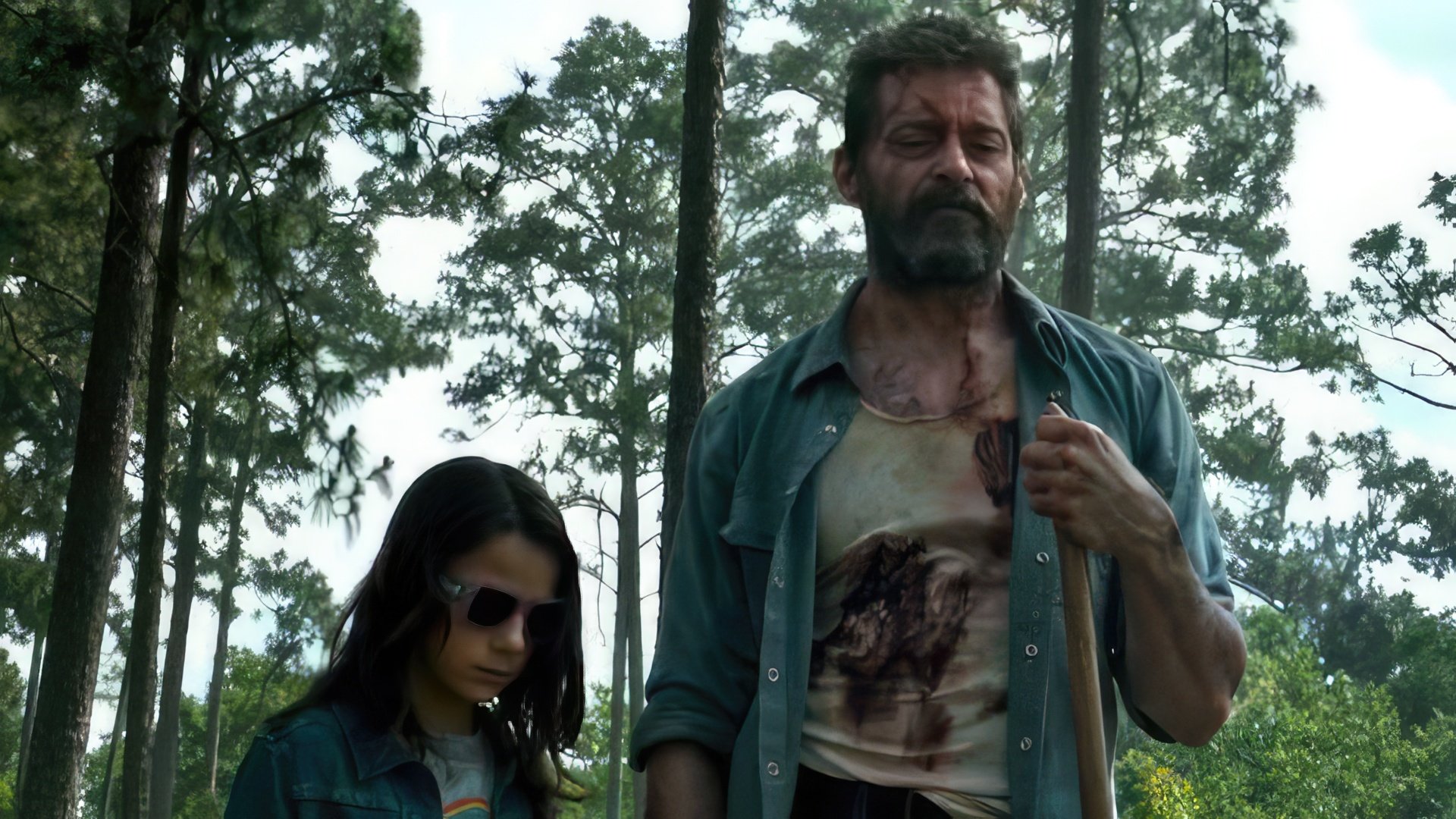 Hugh Jackman and Dafne Keen on the set of “Logan”