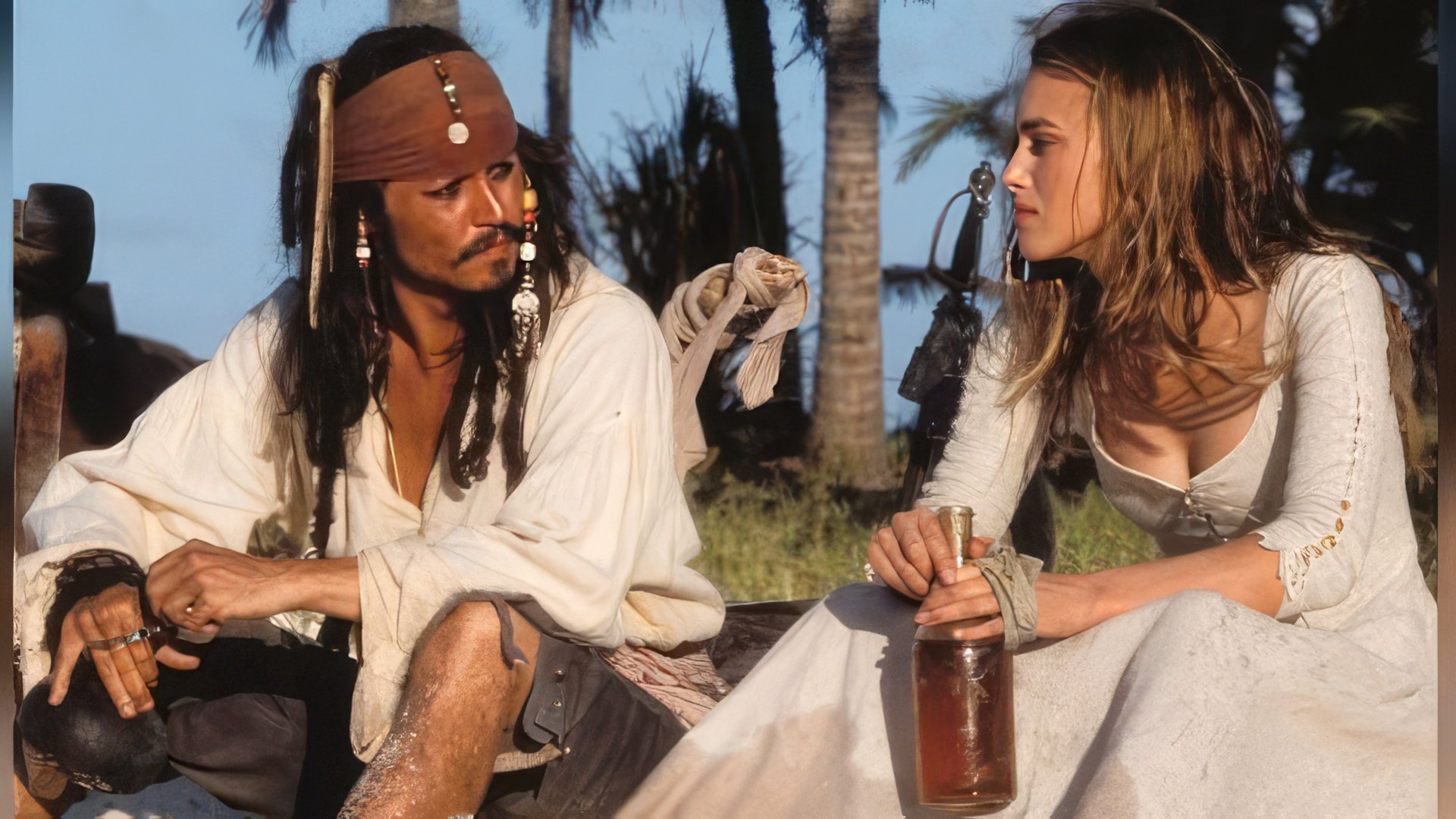 Keira Knightley and Johnny Depp on the set of the “Pirates of the Caribbean” sequel