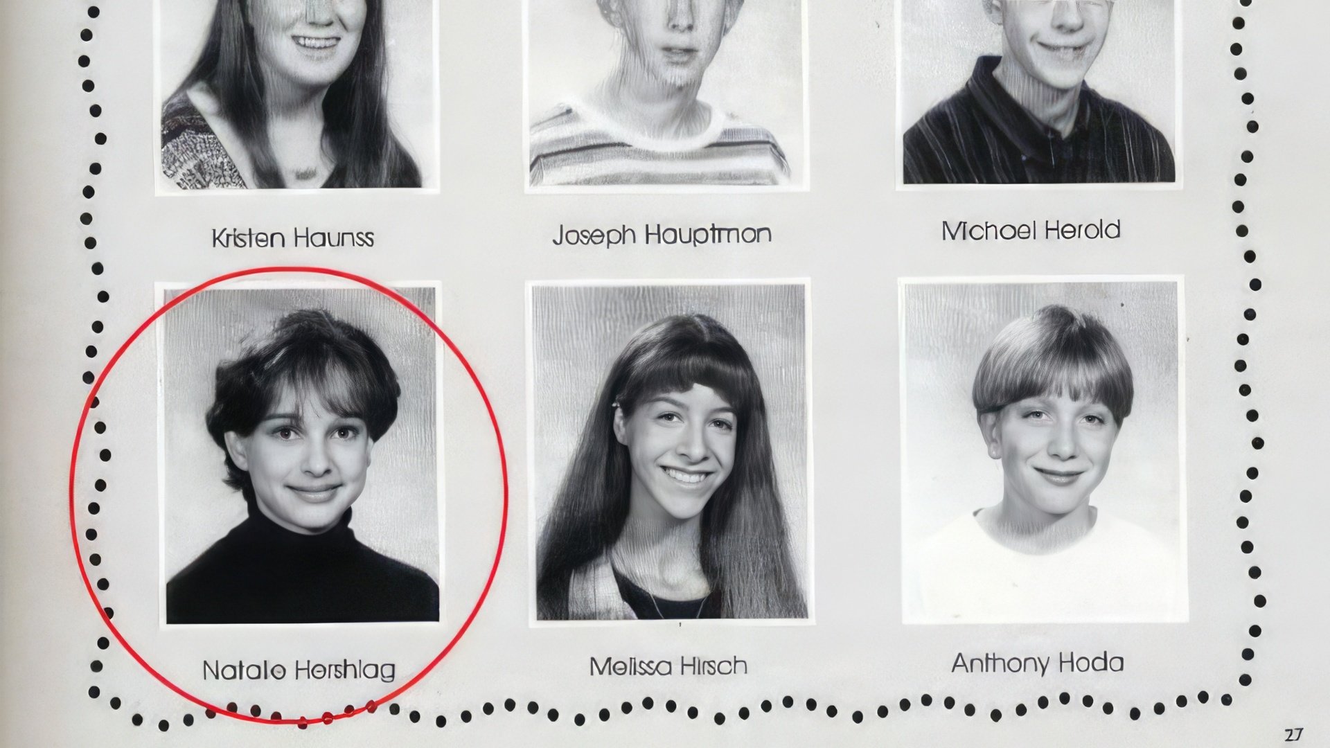 Natalie Portman’s photo in the school yearbook (1995)
