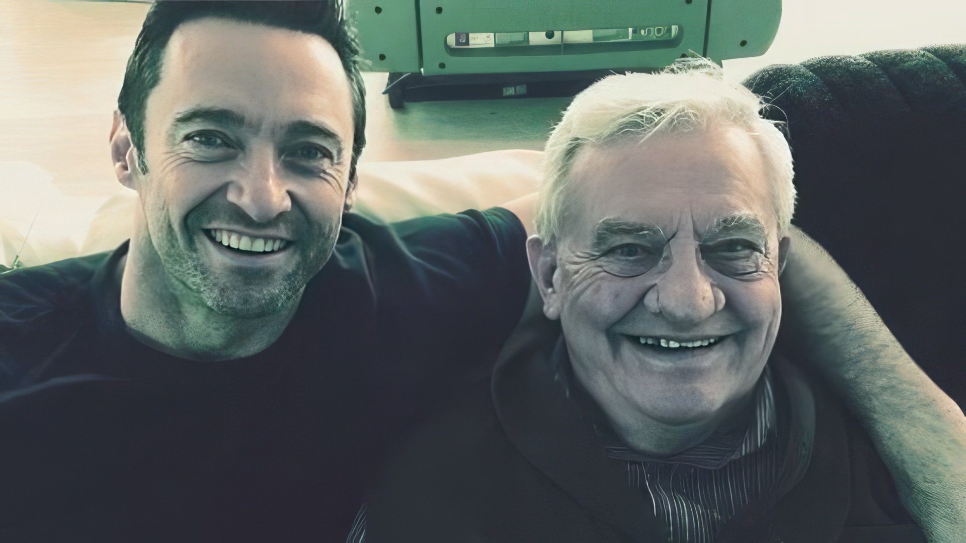 Pictured: Hugh Jackman with his father