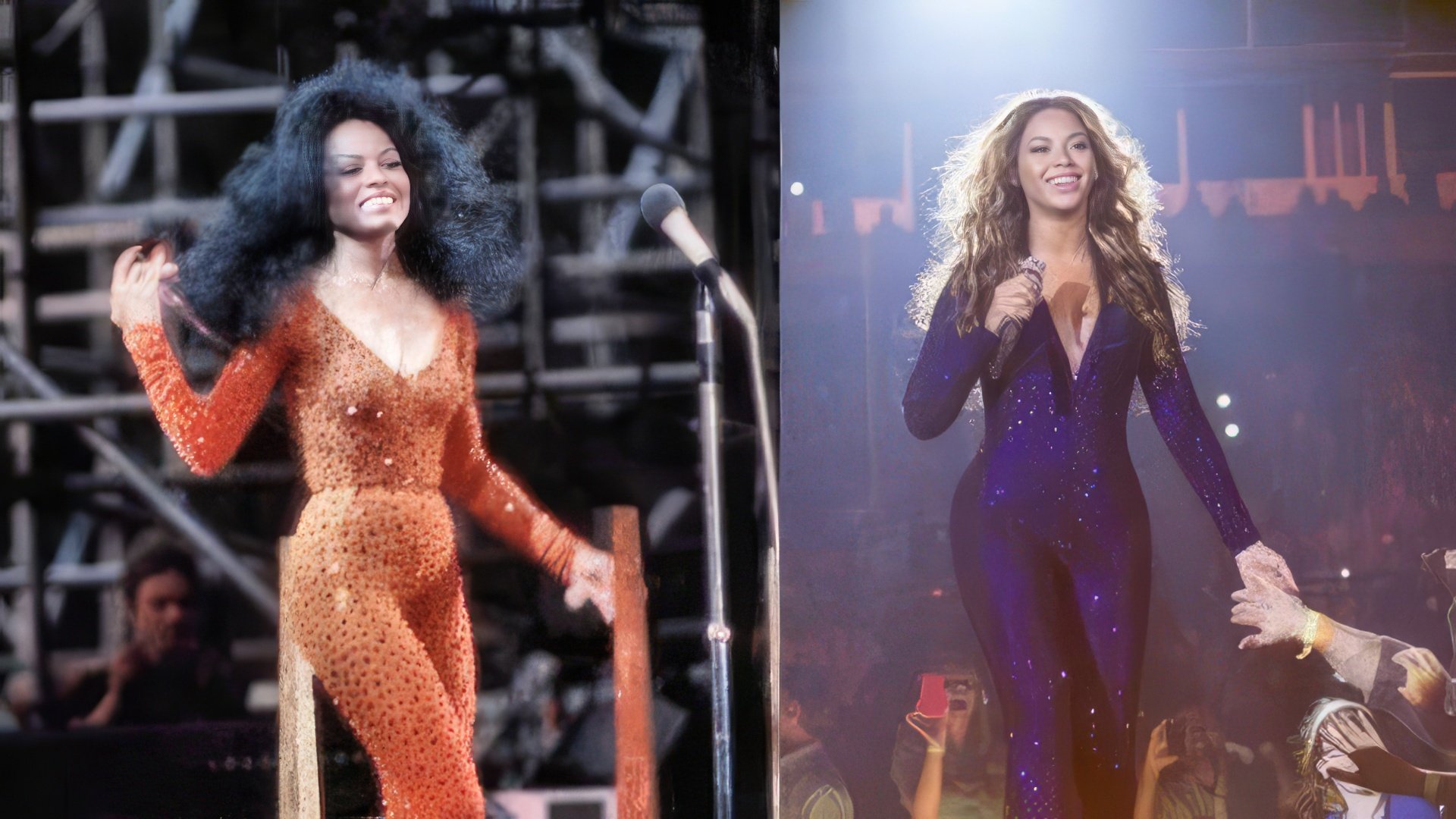 The real Diana Ross and Beyoncé in her image