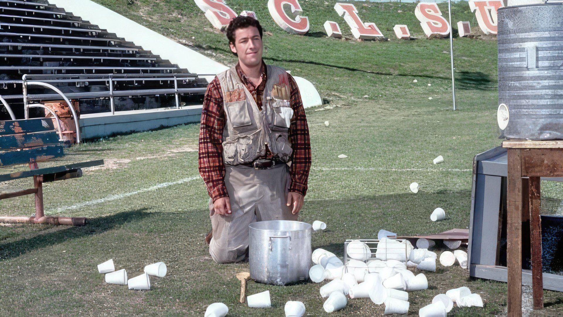 A photo from the filming of «The Waterboy»