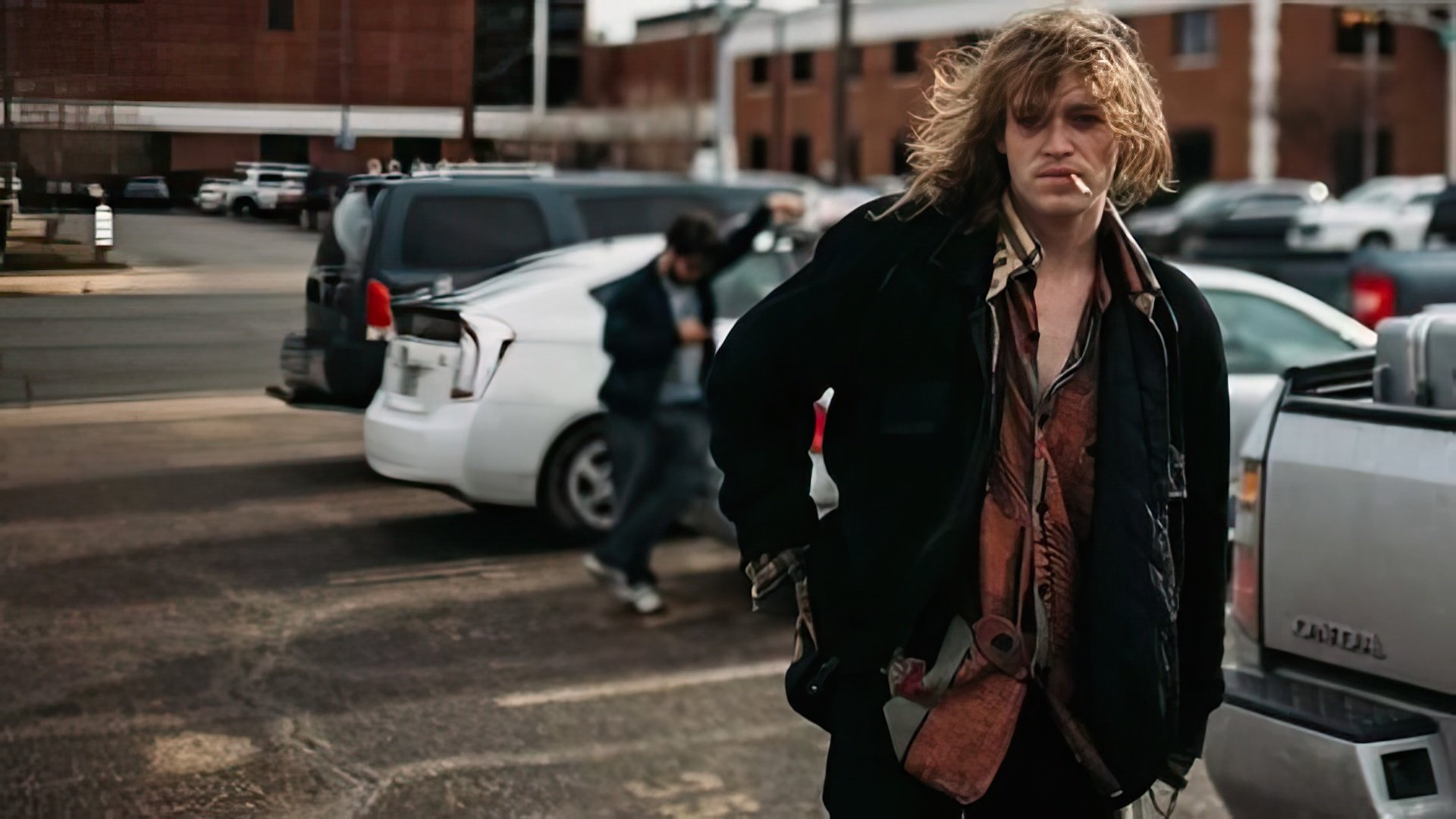 Caleb Landry Jones on the set of "Friday's Child"