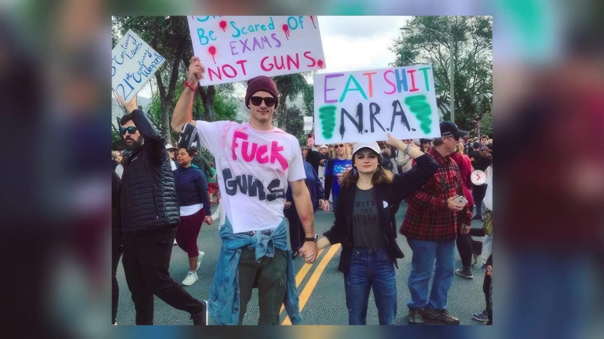 Jacob Elordi at a rally against guns