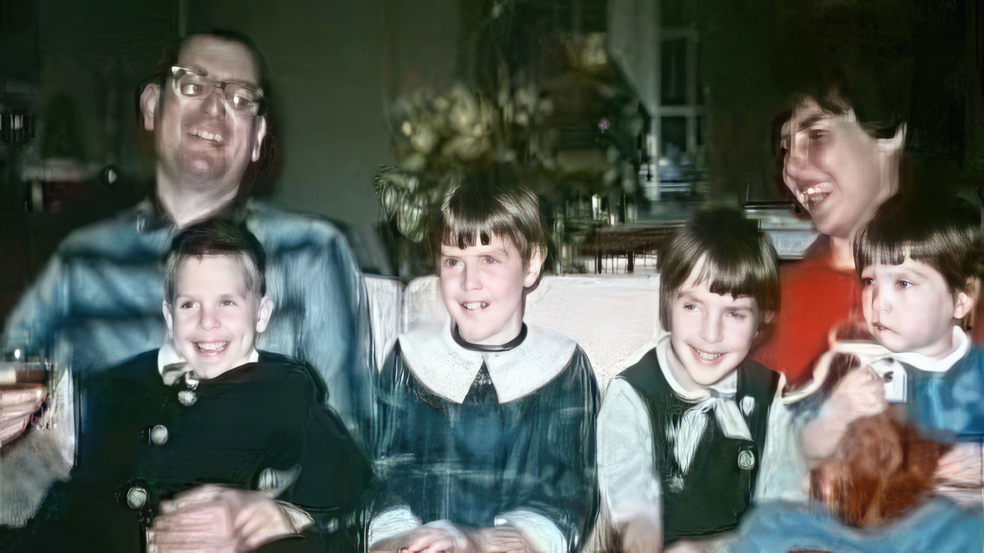 Little Tom (left) with his parents and sisters