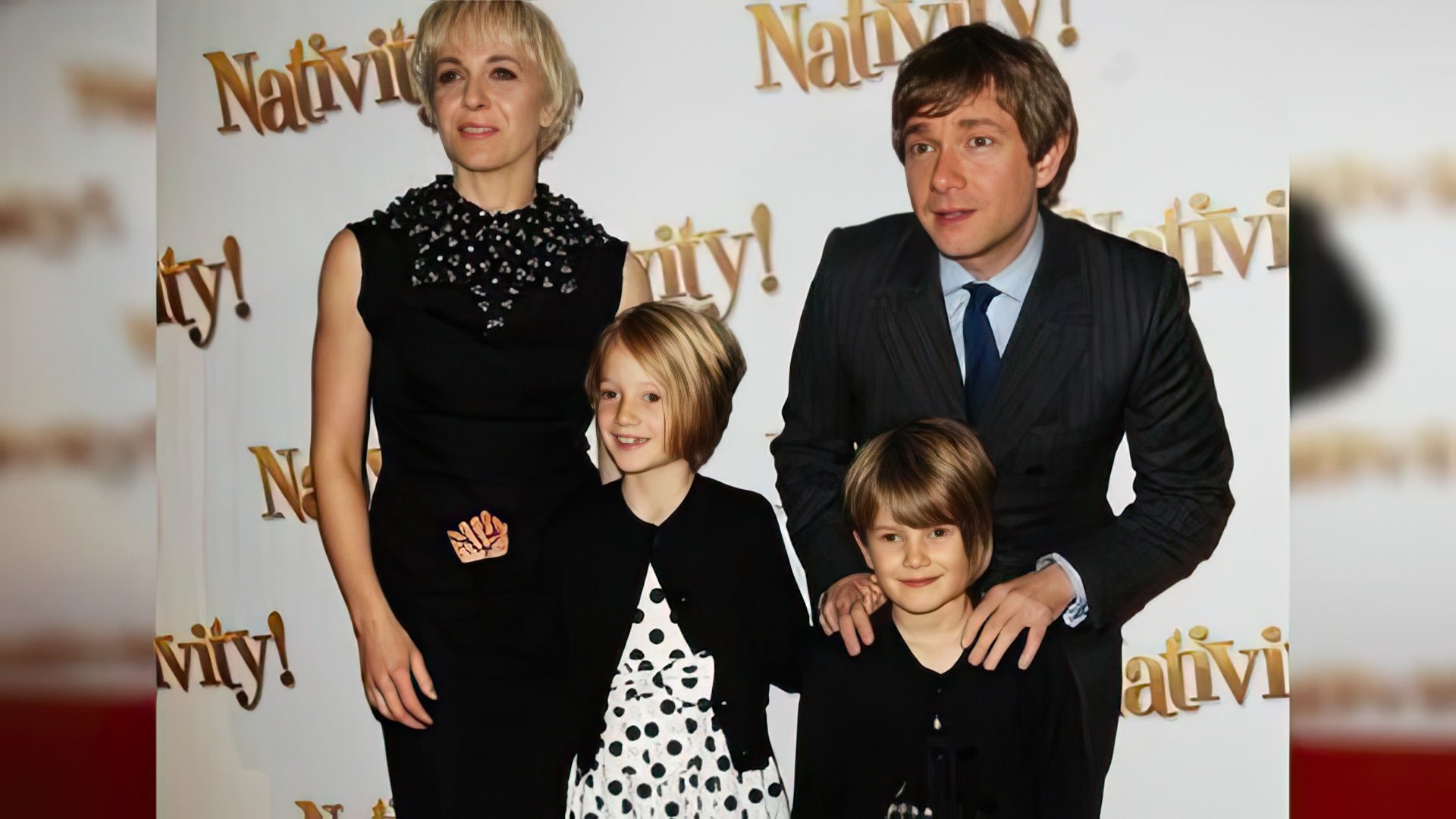 Martin Freeman with his wife and children