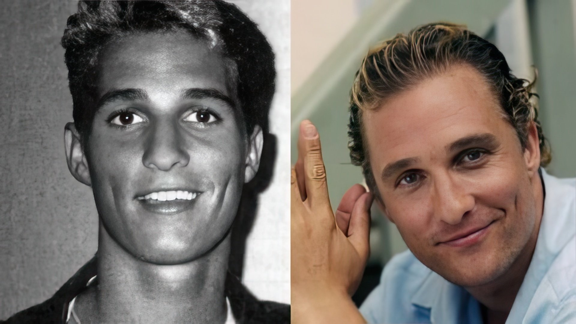 Matthew McConaughey at a young age and nowadays