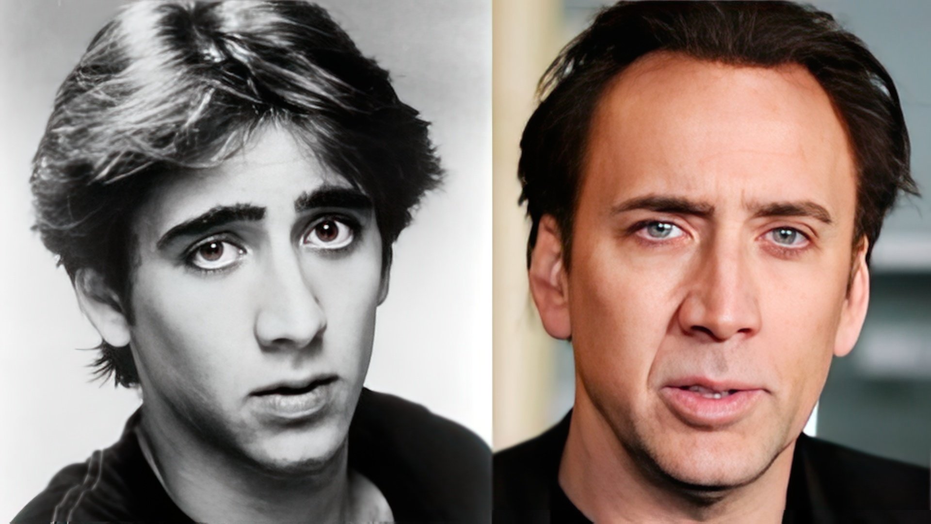 Nicholas Cage in his youth and now