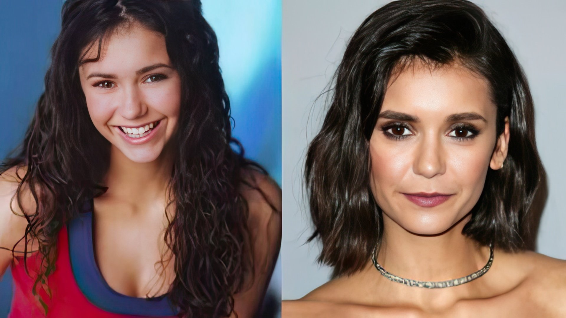 Nina Dobrev in her youth and now