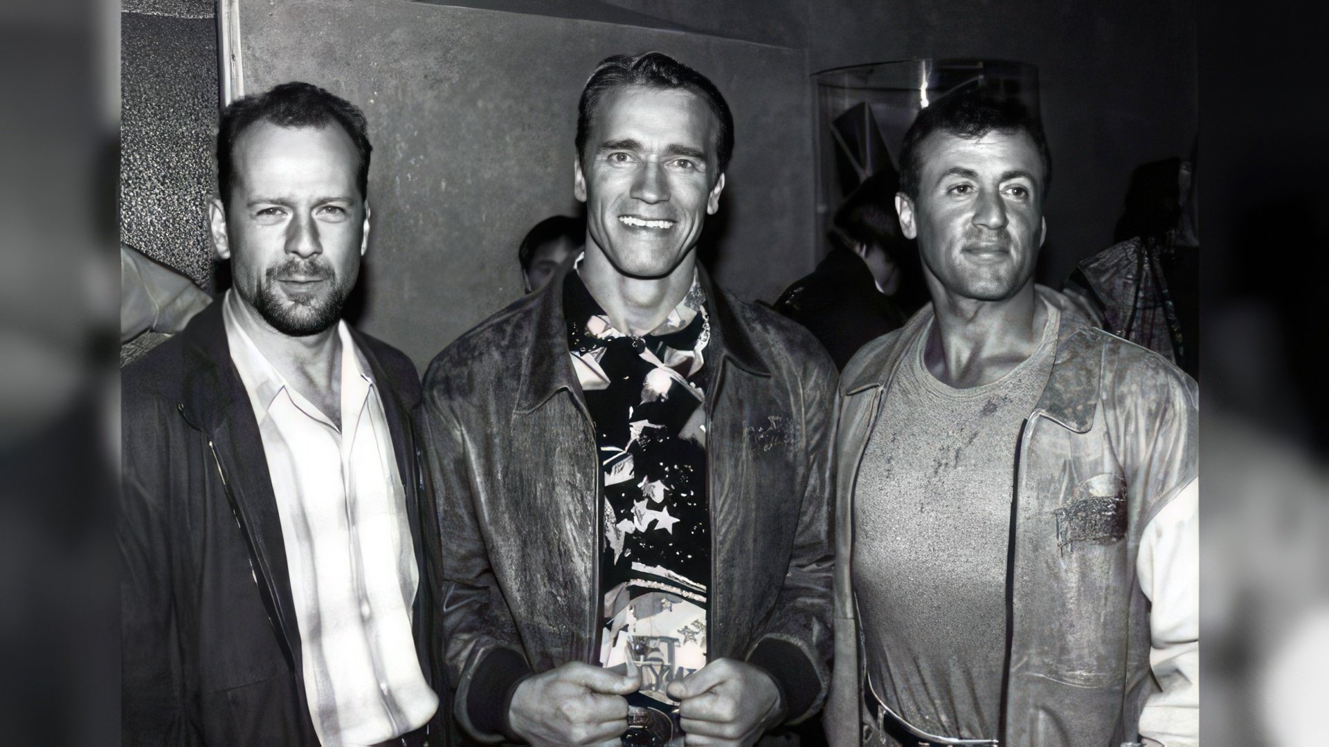 On this picture: Bruce Willis, Arnold Schwarzenegger, and Sylvester Stallone