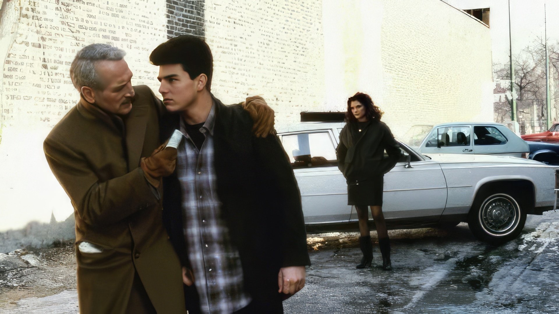 Tom Cruise and Paul Newman on the set of the movie The Color of Money