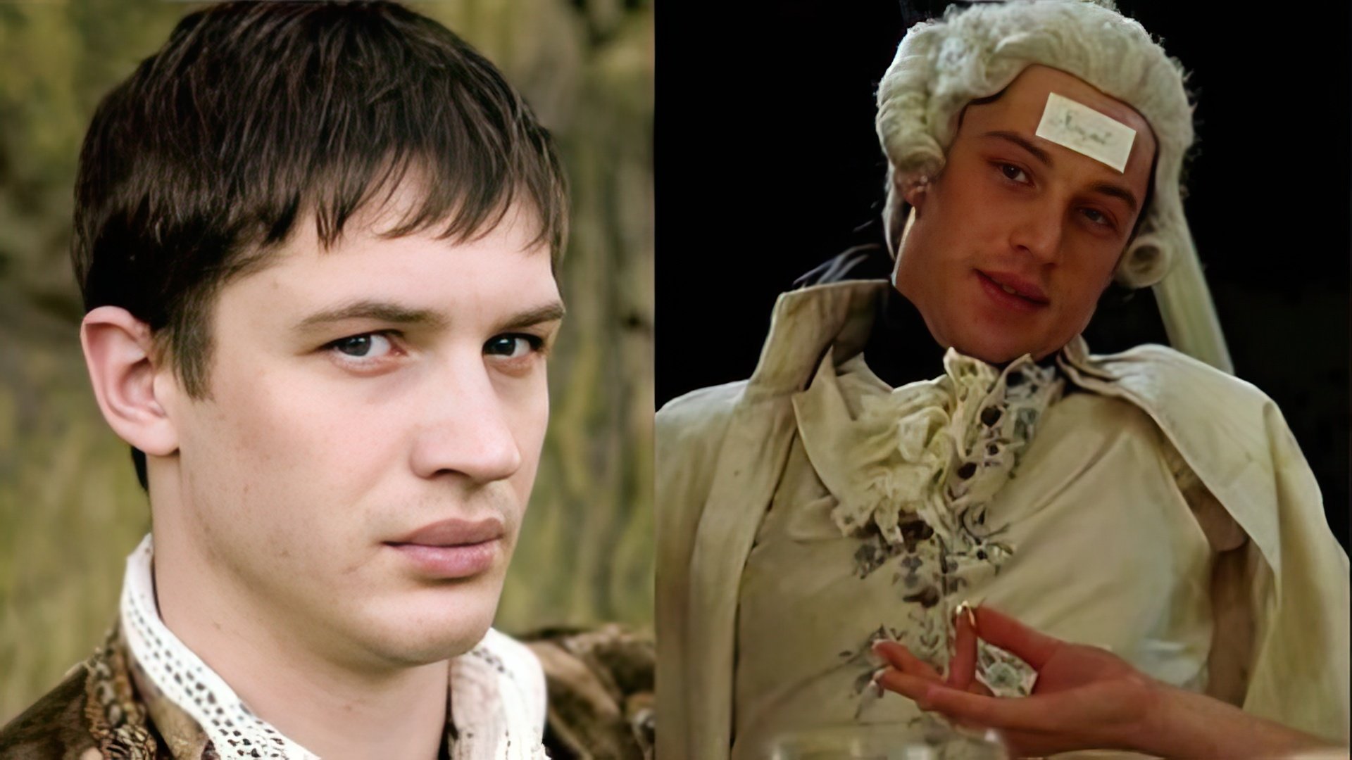 Tom Hardy in “The Virgin Queen” (from the left) and in “Marie Antoinette”