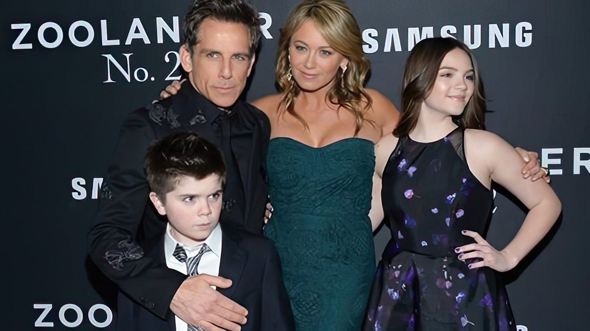 Ben Stiller with his children and wife