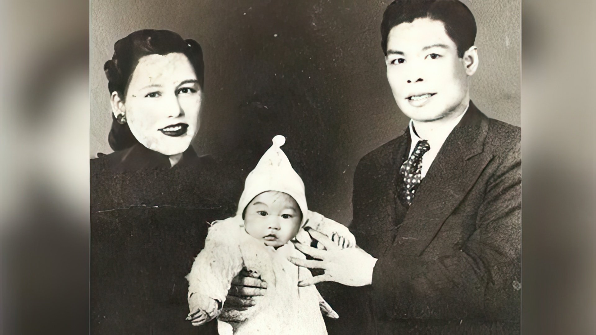 Bruce Lee with his parents in his childhood