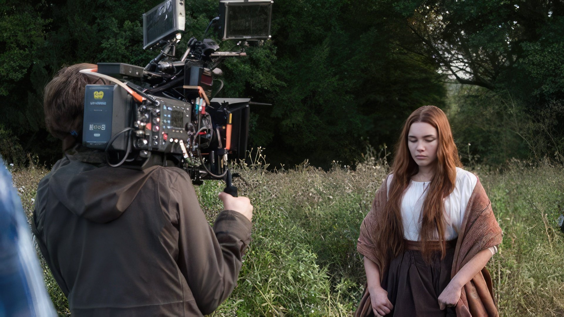 Florence Pugh on the set of the film 'Lady Macbeth'