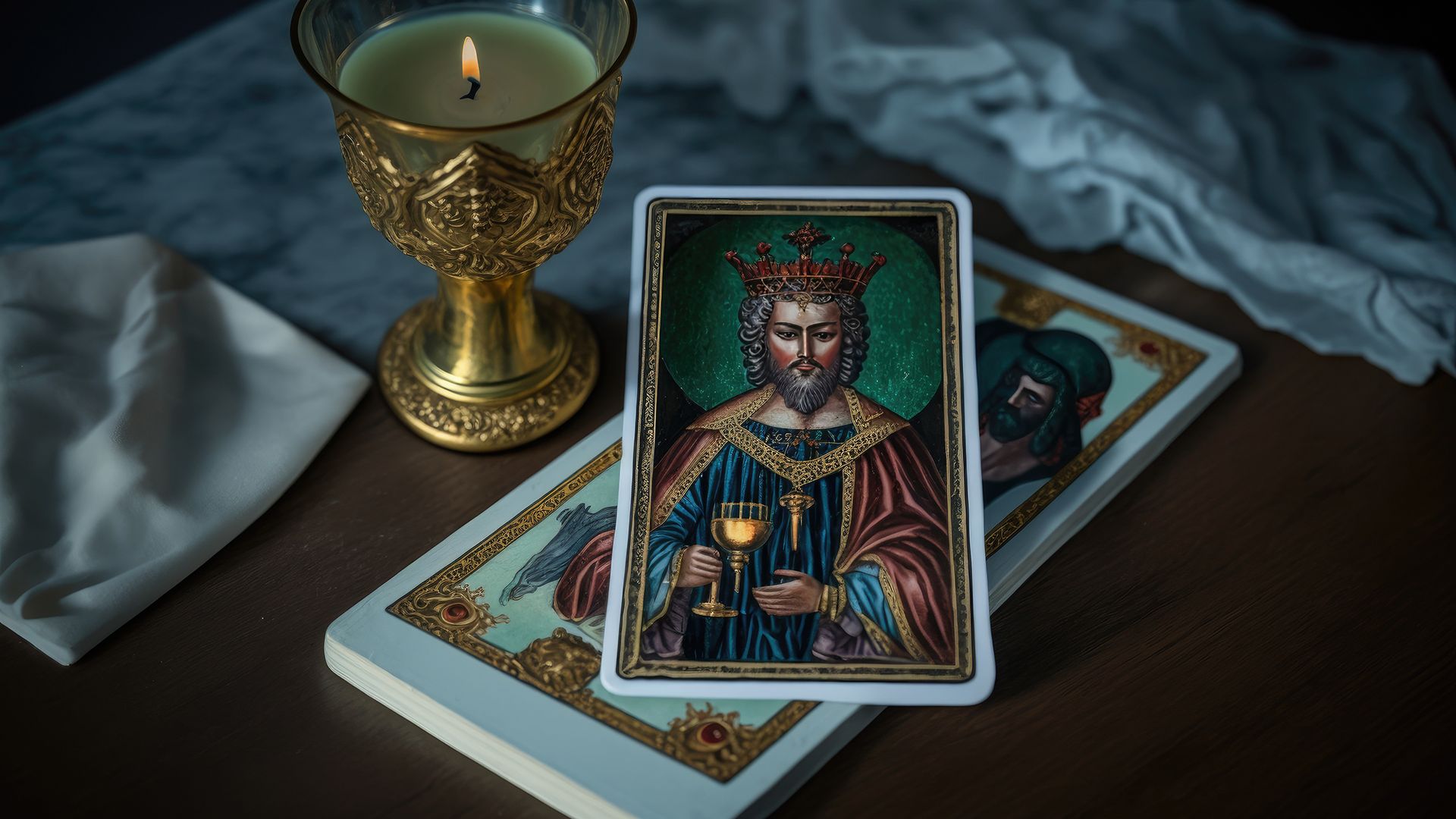 In an upright position, the King of Cups speaks of consistent progress toward the goal