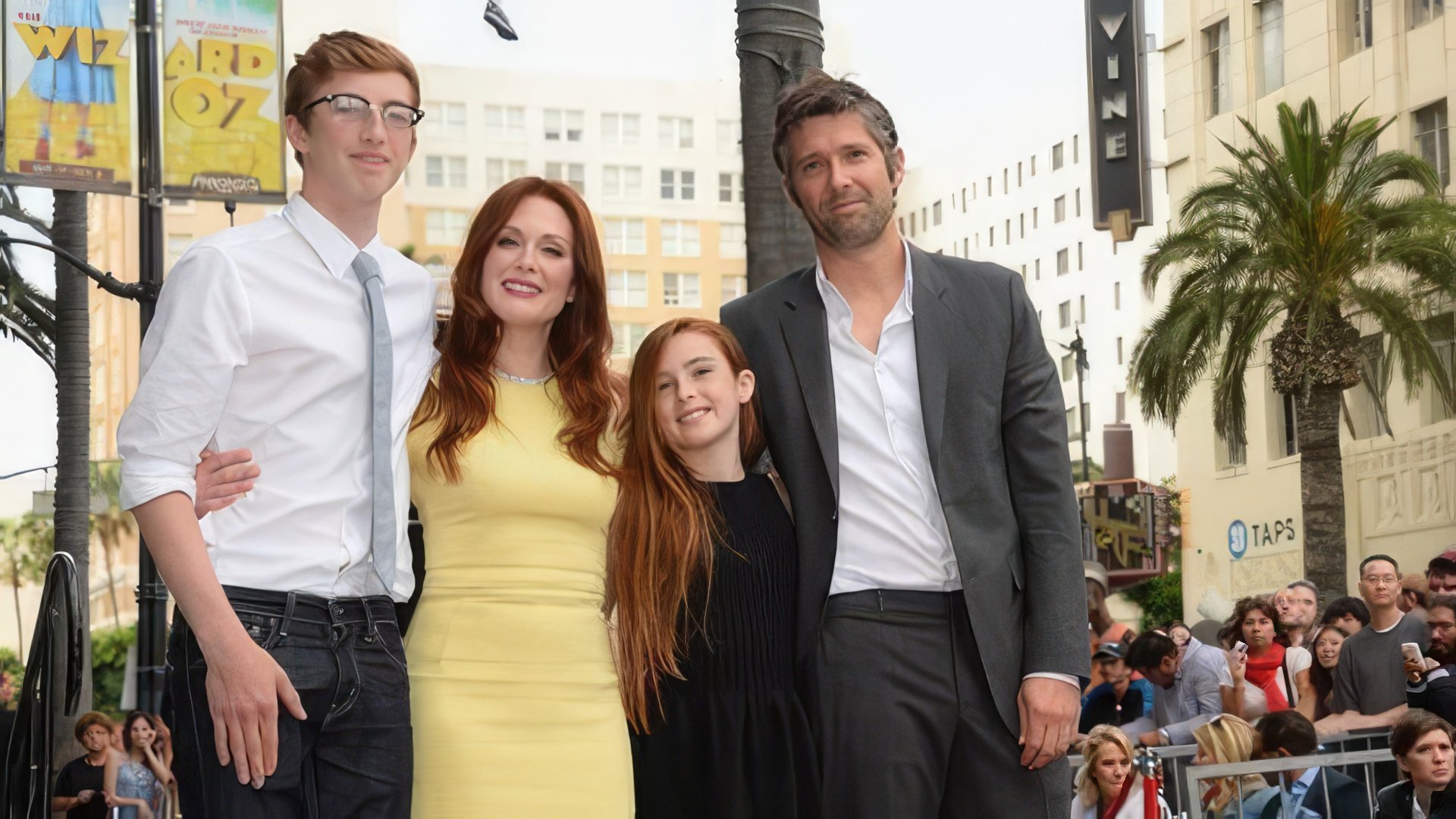 Julianne Moore with husband and children