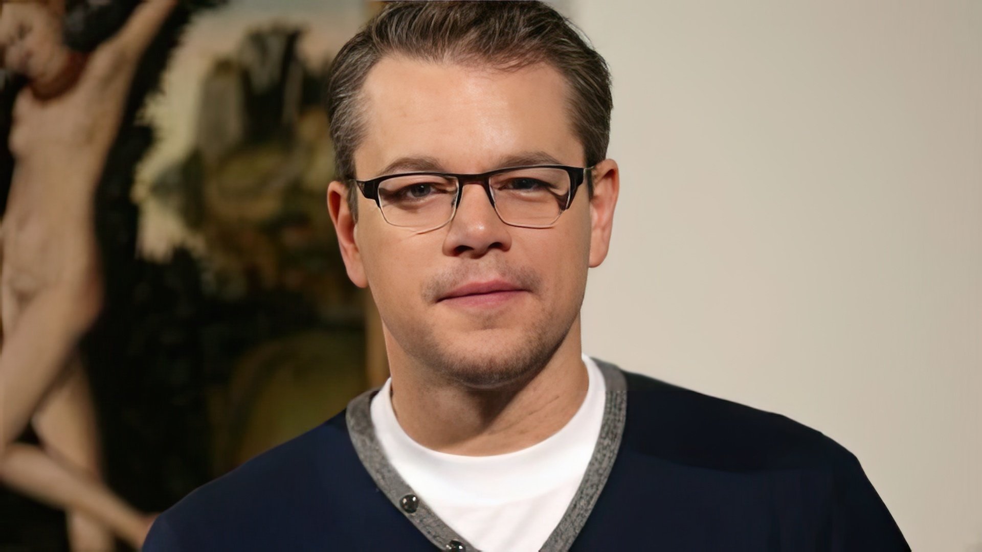 Matt Damon wearing glasses