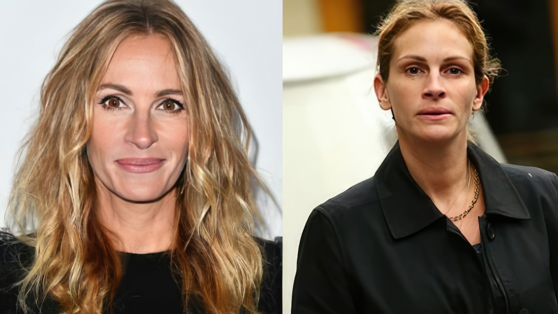 On the right: Julia Roberts without makeup