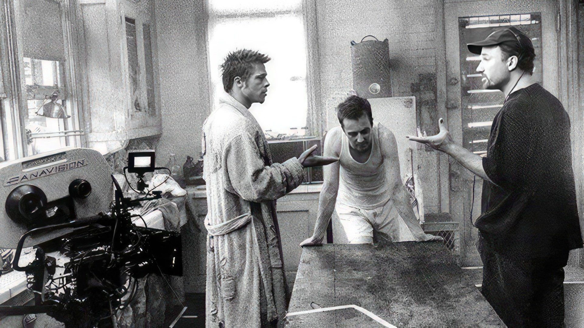 On the set of the movie Fight Club