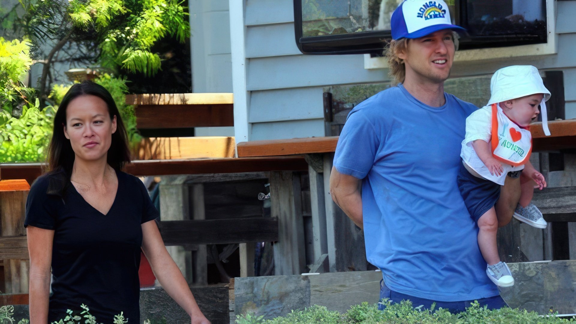 Owen Wilson and Jade Duell with their son