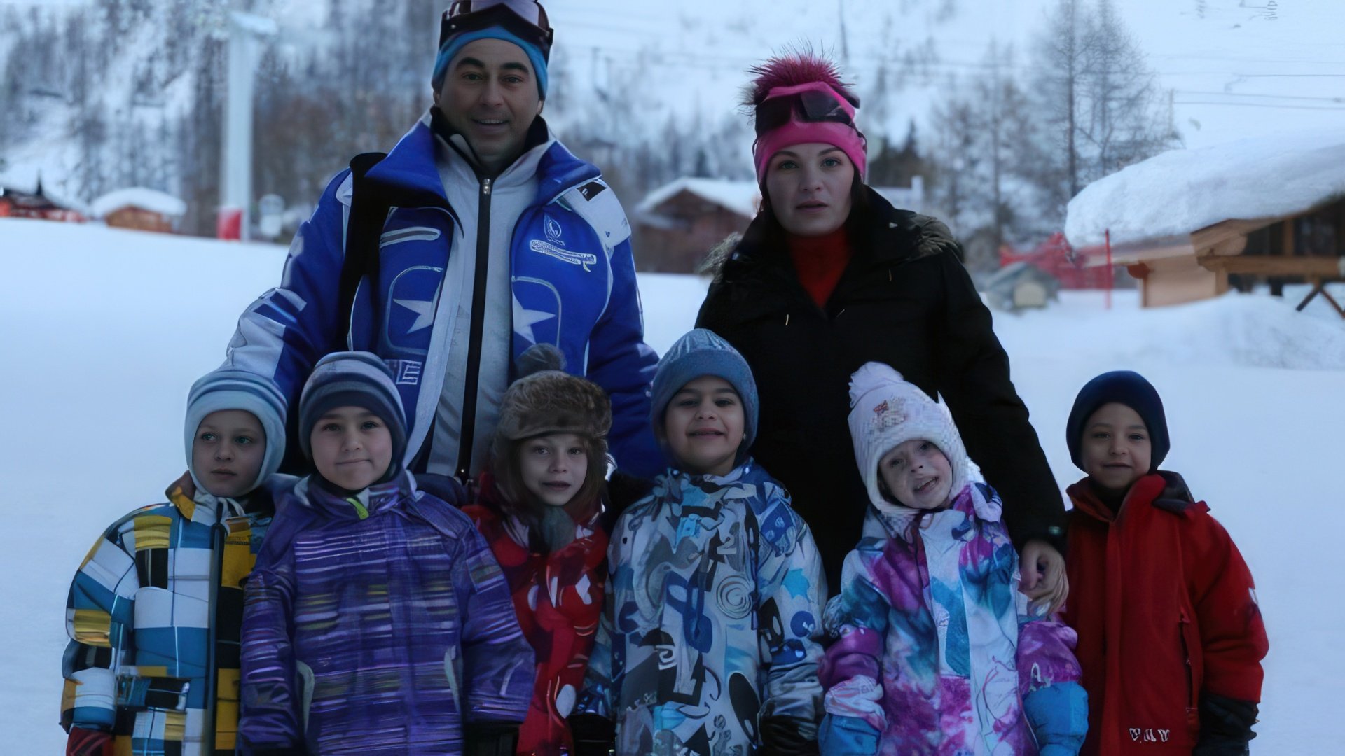 Roman Avdeev with his wife and children