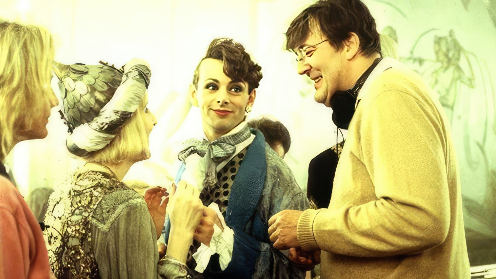 Stephen Fry on the set of the movie Bright Young Things