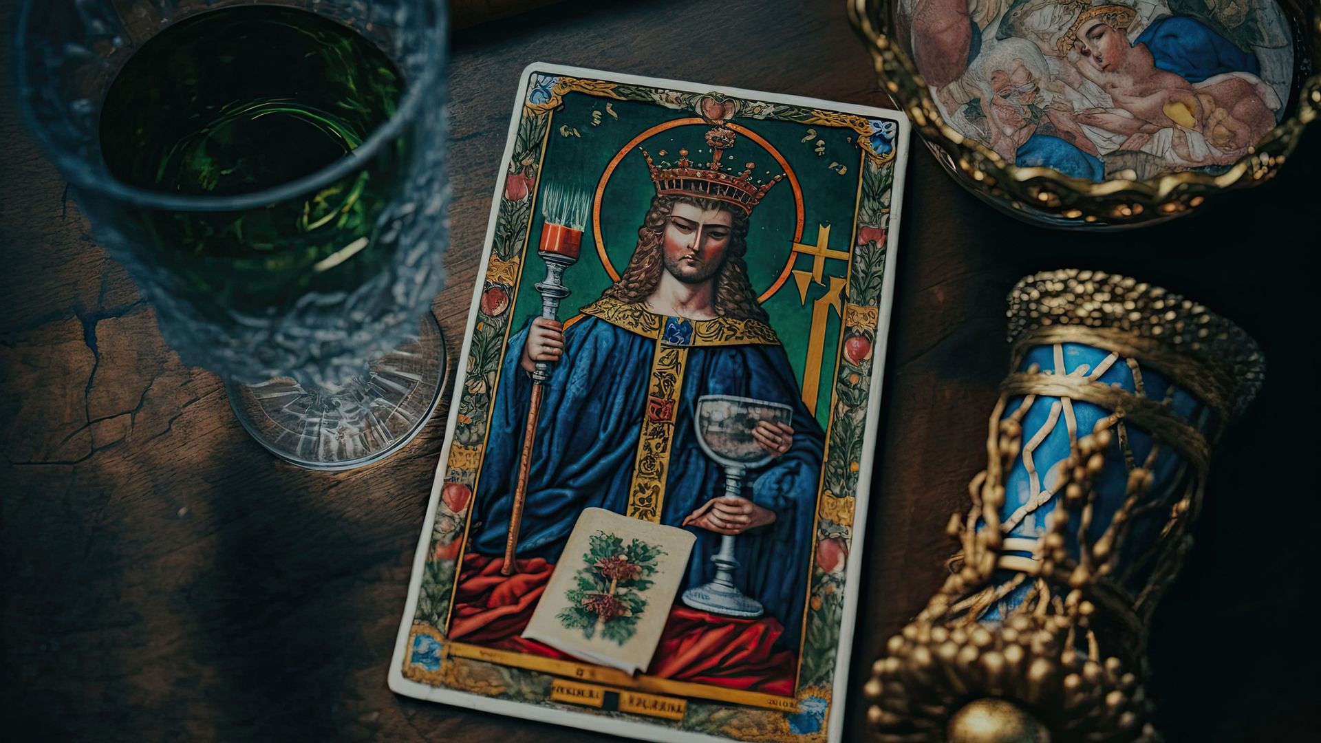 The appearance of the King of Cups in a love spread indicates the flourishing of feelings