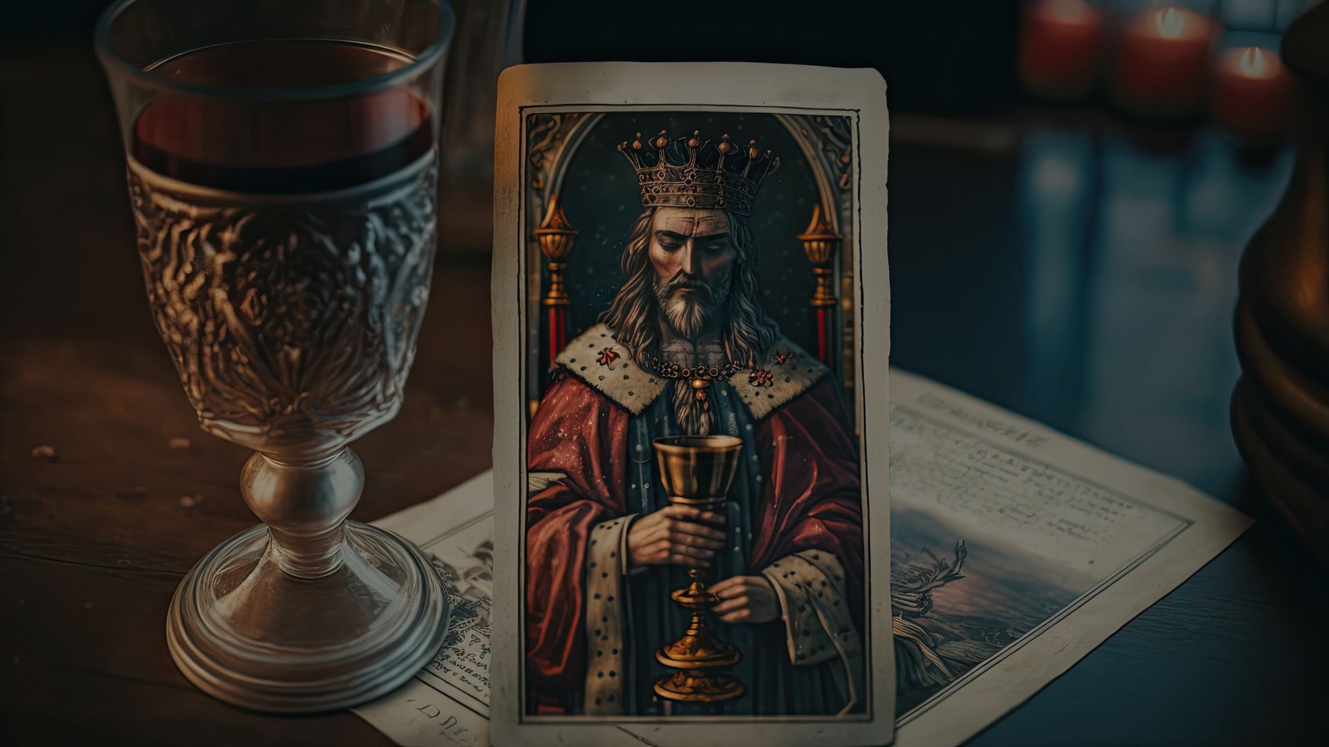 The King of Cups is associated with the subconscious and external control