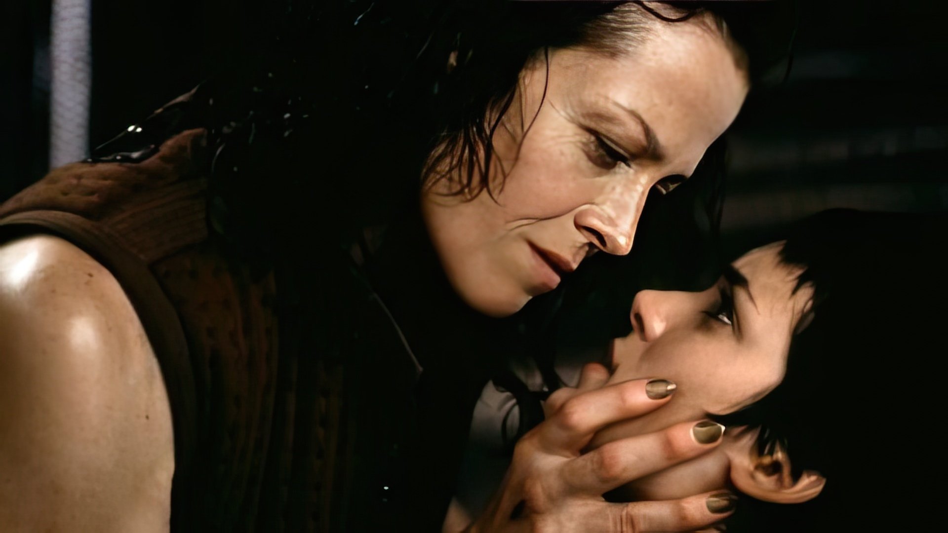 Winona Ryder and Sigourney Weaver during Alien: Resurrection filming
