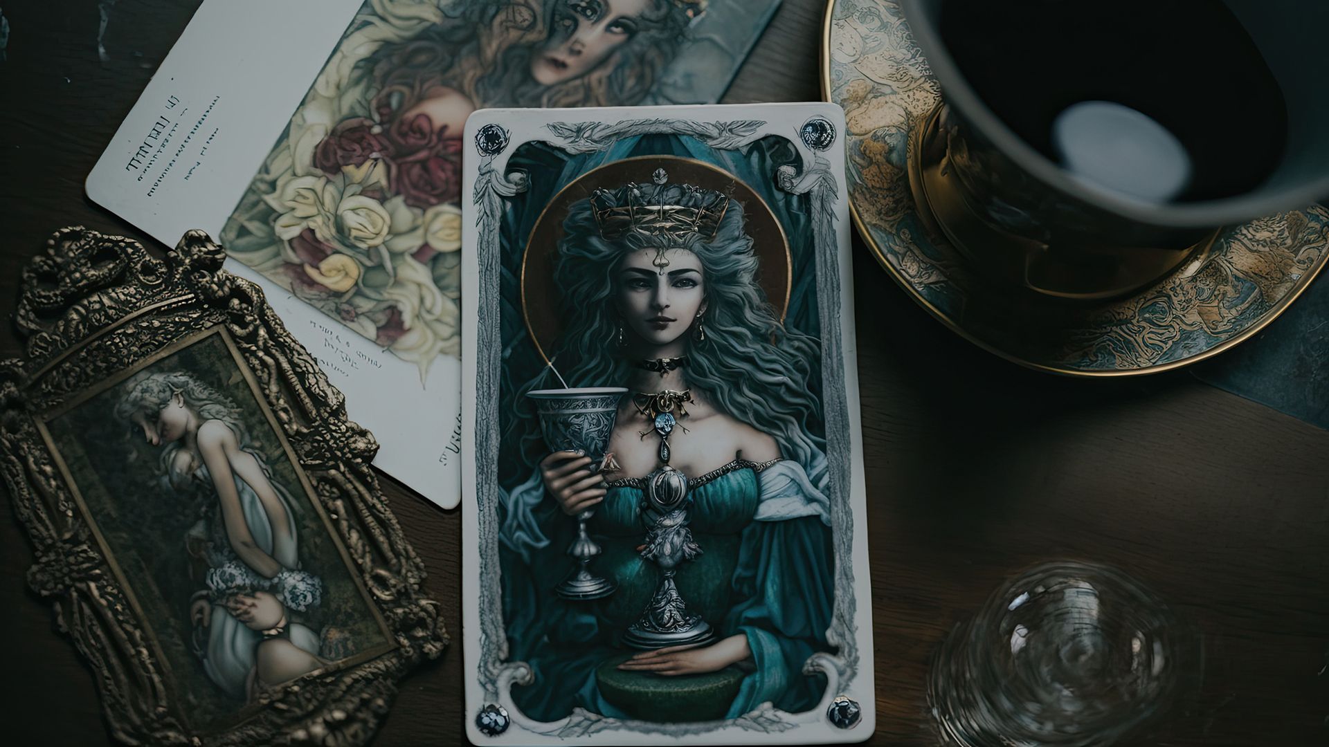 The Queen of Cups symbolizes sensuality and emotional depth