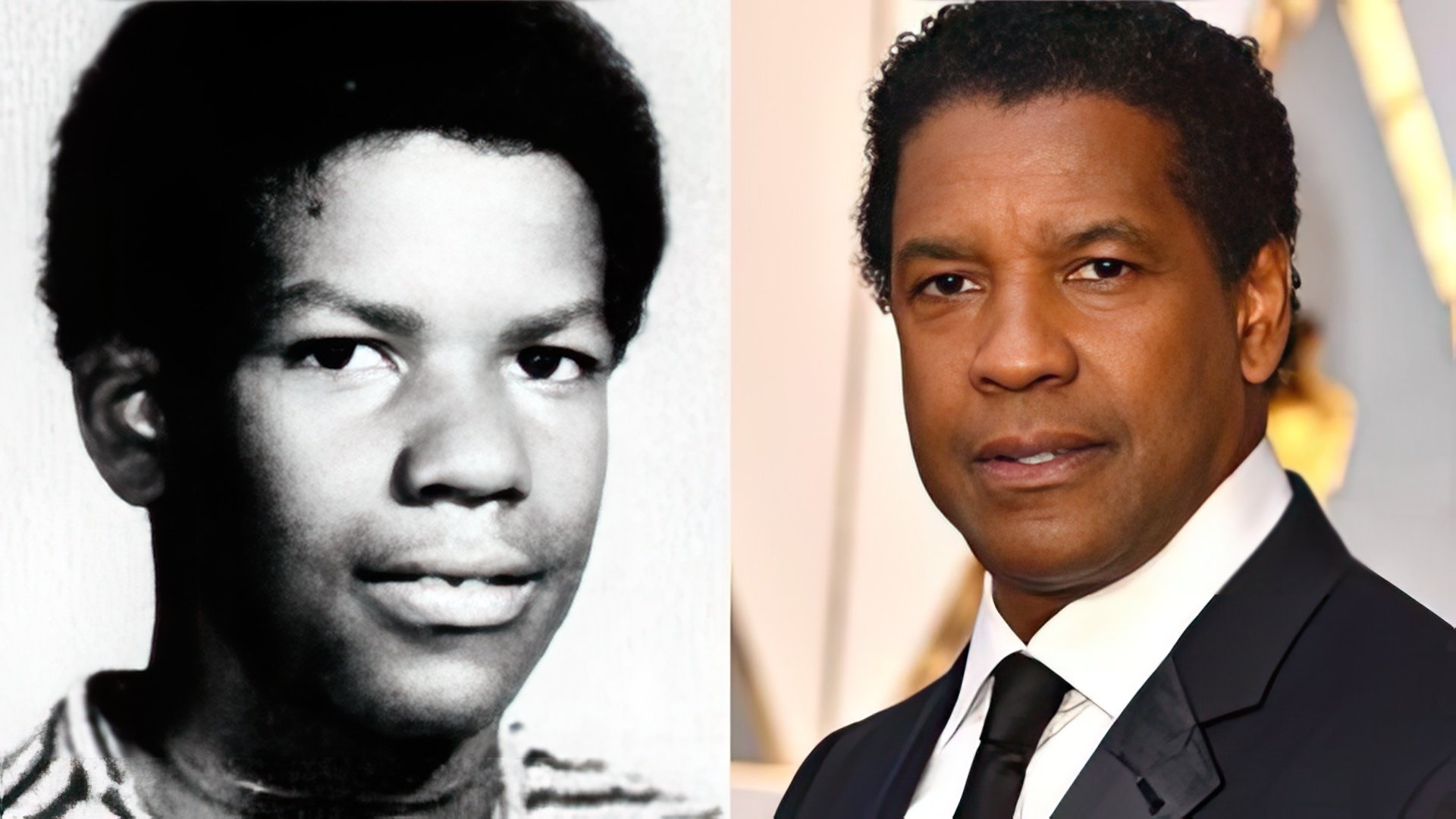 Denzel Washington in his childhood and now