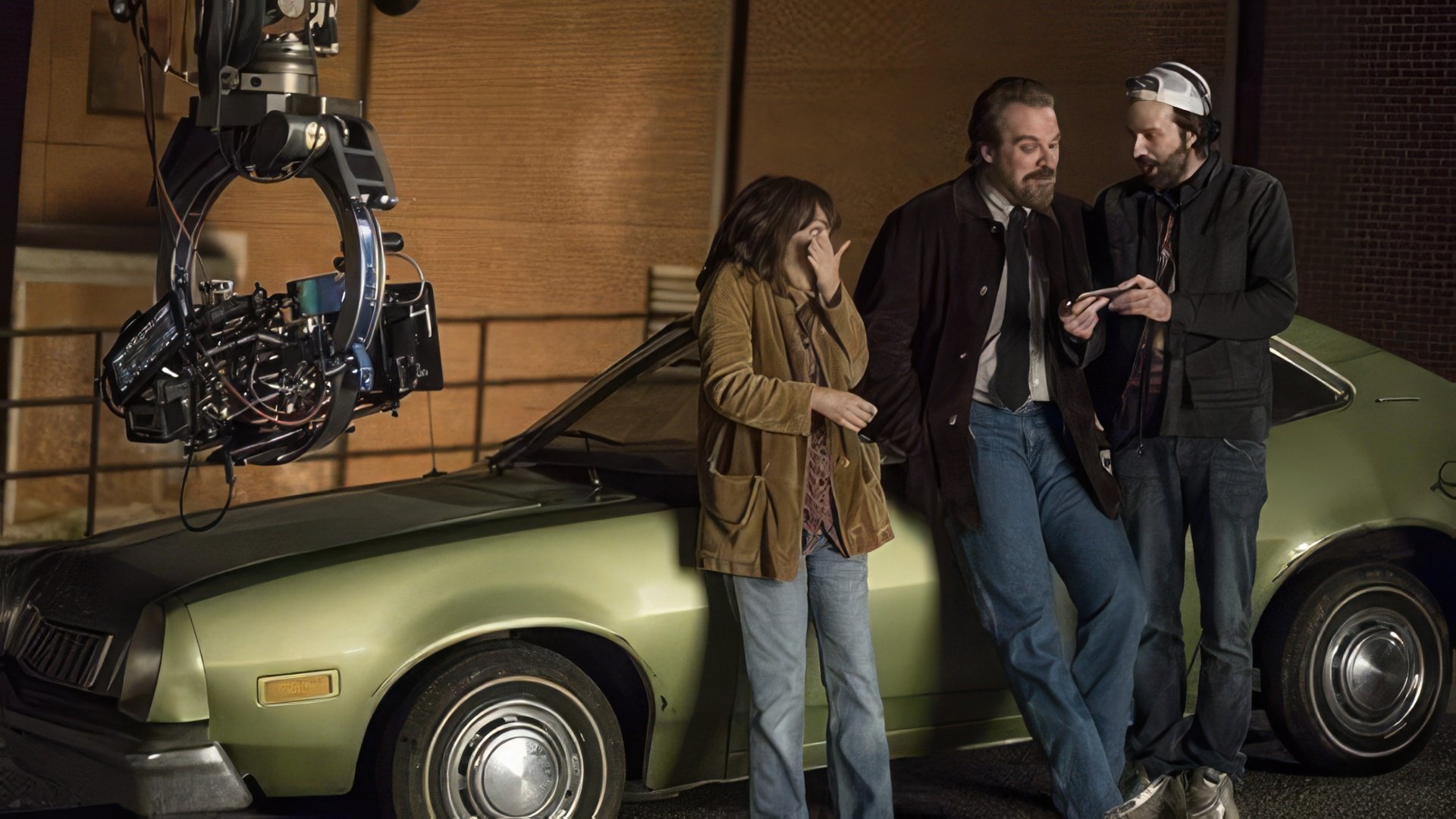 On the set of the TV series "Stranger Things"