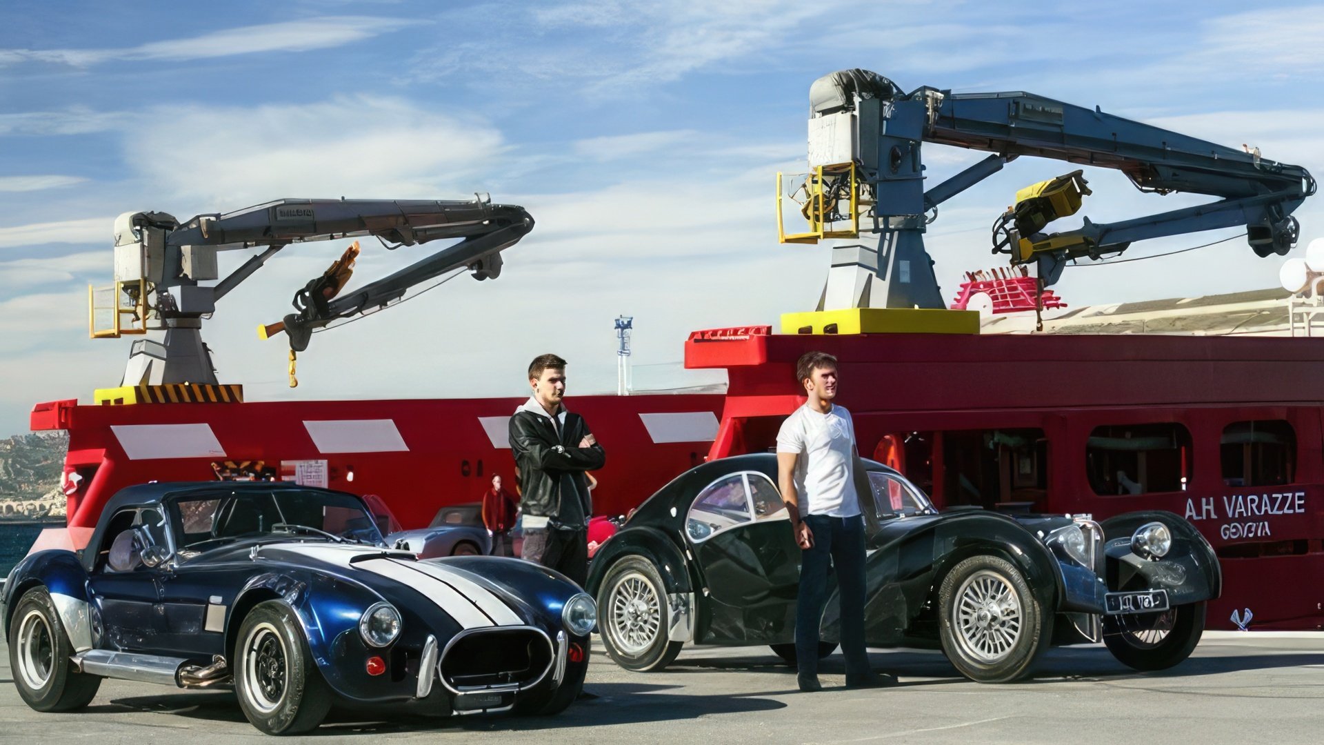Scott Eastwood and Freddie Thorp in the action movie Overdrive